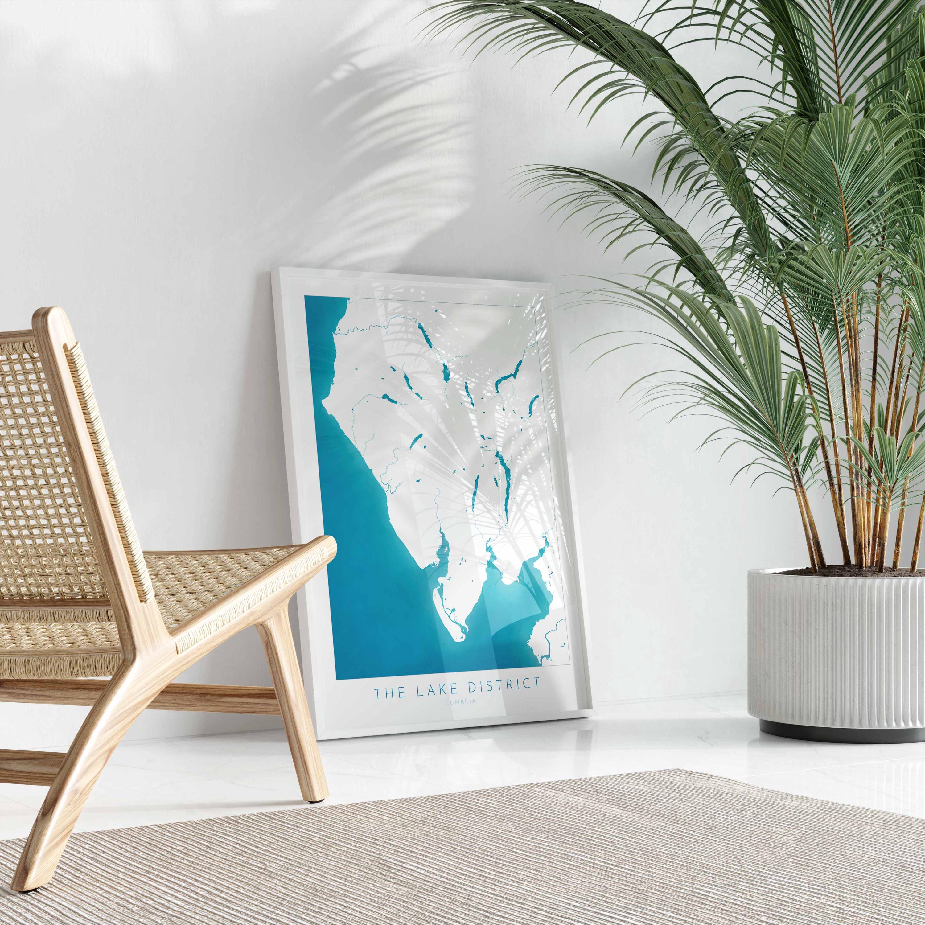 Lake District Print - Cumbria Map Art, The Lake District Travel Poster, The Lakes, National Park Print, Morecambe Bay