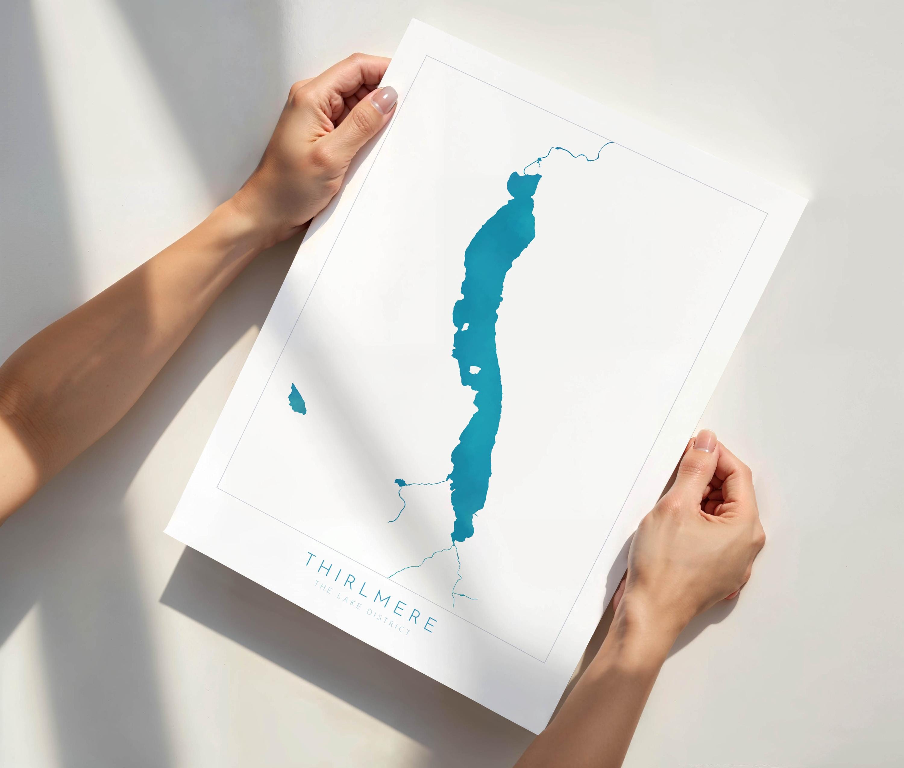 Thirlmere Print, The Lake District Map, National Park Print, Travel Poster, Map Art, Cumbria Location Art, The Lakes