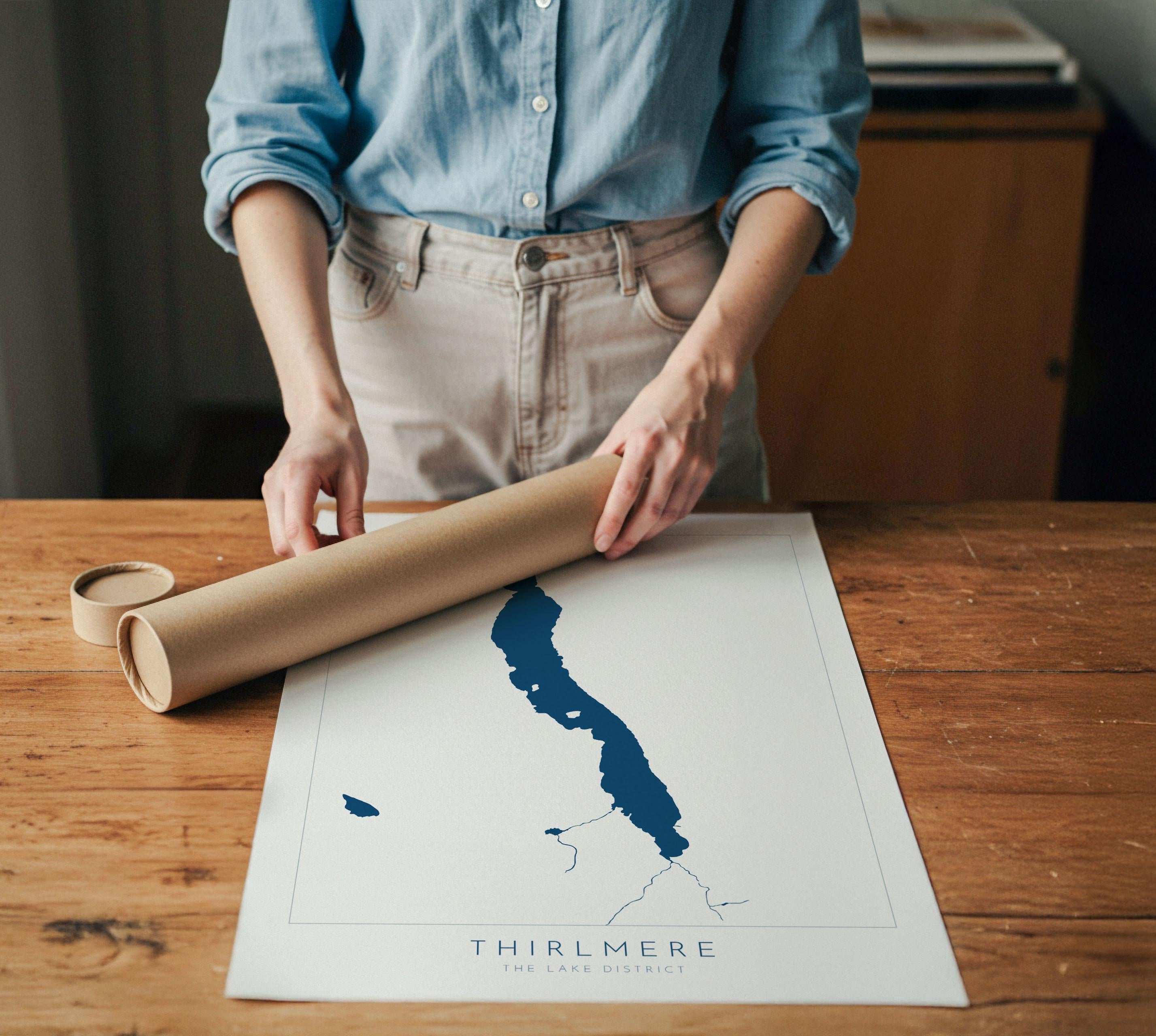 Thirlmere Print, The Lake District Map, National Park Print, Travel Poster, Map Art, Cumbria Location Art, The Lakes