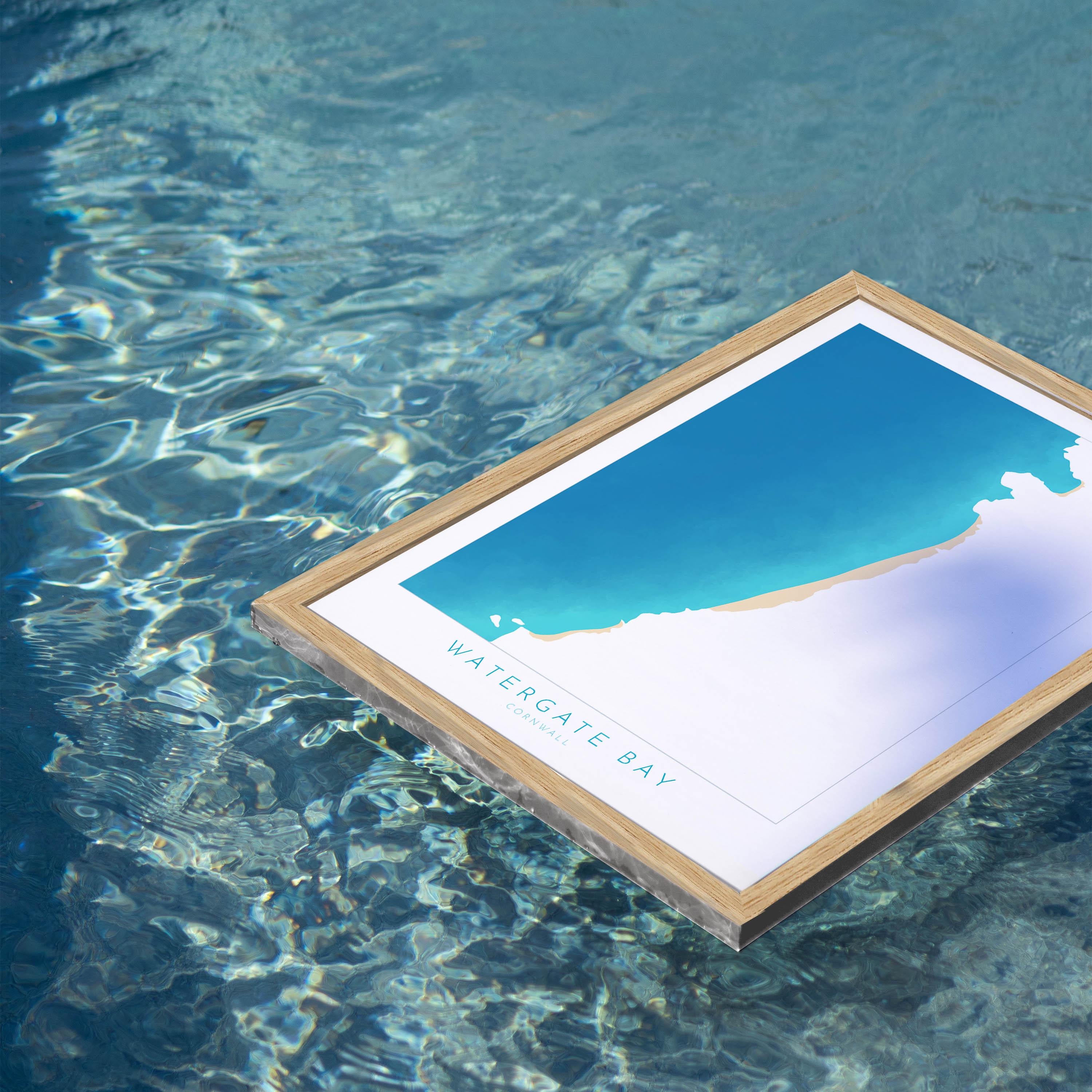 Watergate Bay Map Art - Cornwall Map Art, Watergate Bay Beach Map, Cornwall Coast Map, Cornwall Beach Print, Newquay Art