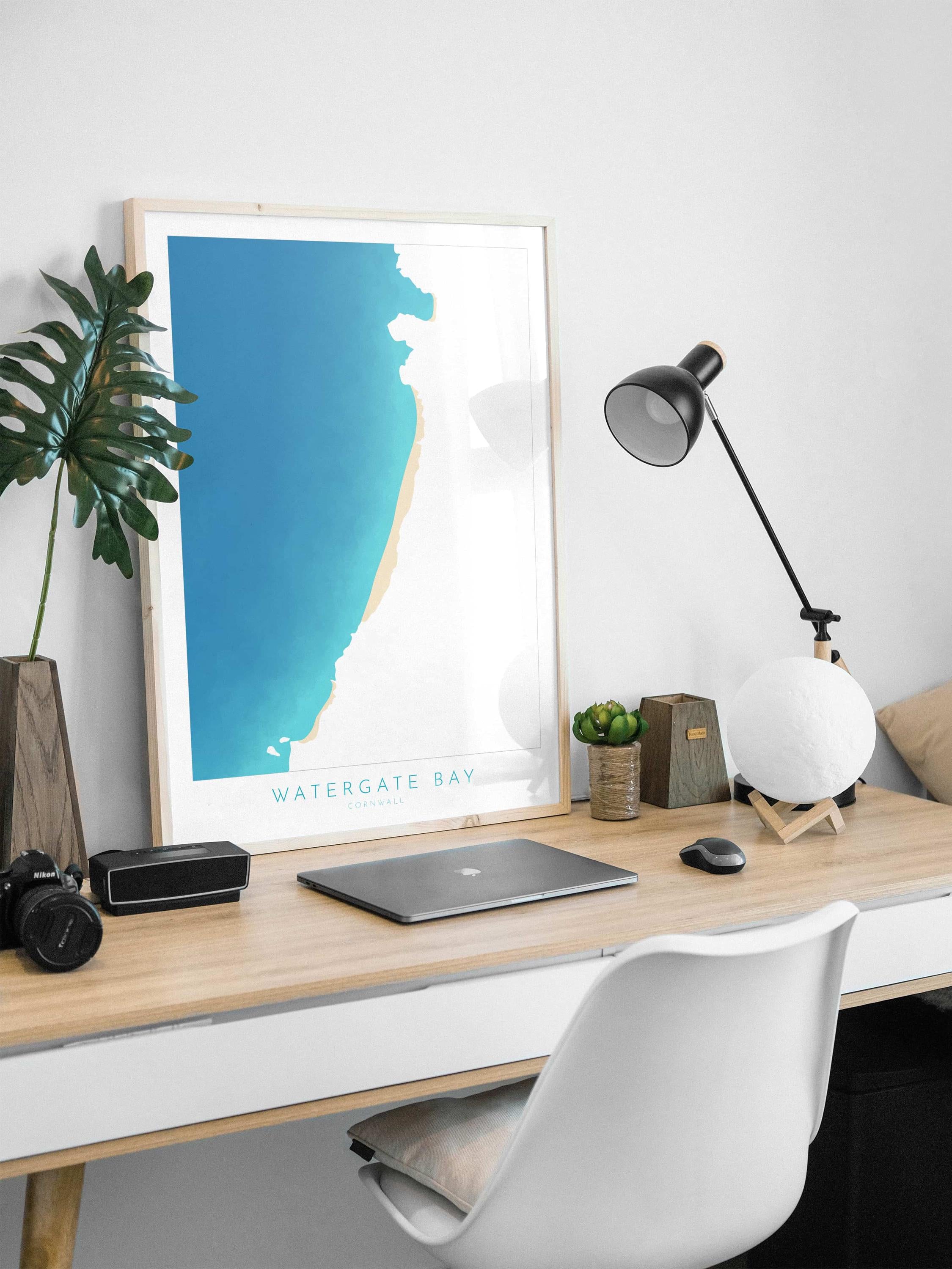 Watergate Bay Map Art - Cornwall Map Art, Watergate Bay Beach Map, Cornwall Coast Map, Cornwall Beach Print, Newquay Art