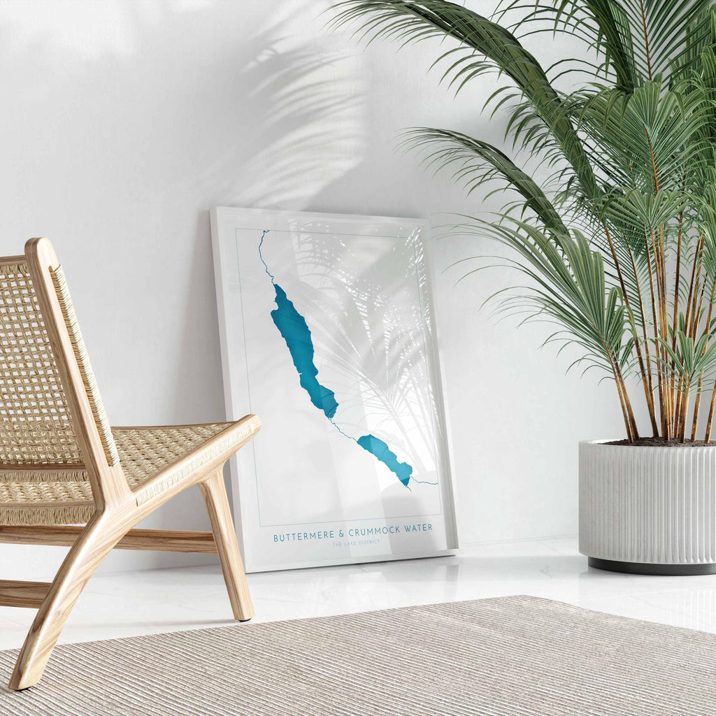 Buttermere Lake and Crummock Water Print, The Lake District Map, National Park Print, Travel Poster, Map Art, Cumbria Map, The Lakes