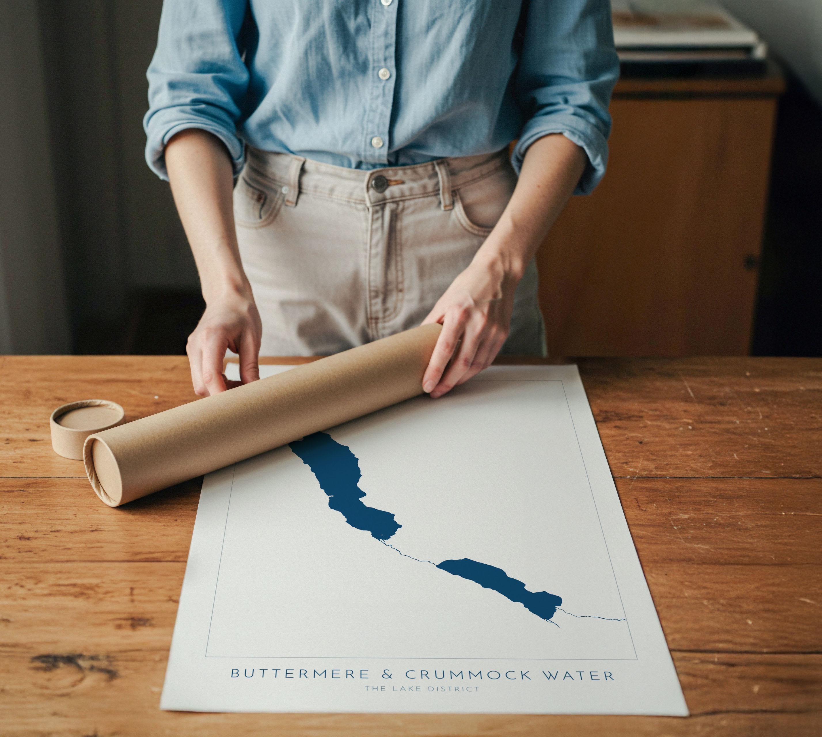 Buttermere Lake and Crummock Water Print, The Lake District Map, National Park Print, Travel Poster, Map Art, Cumbria Map, The Lakes