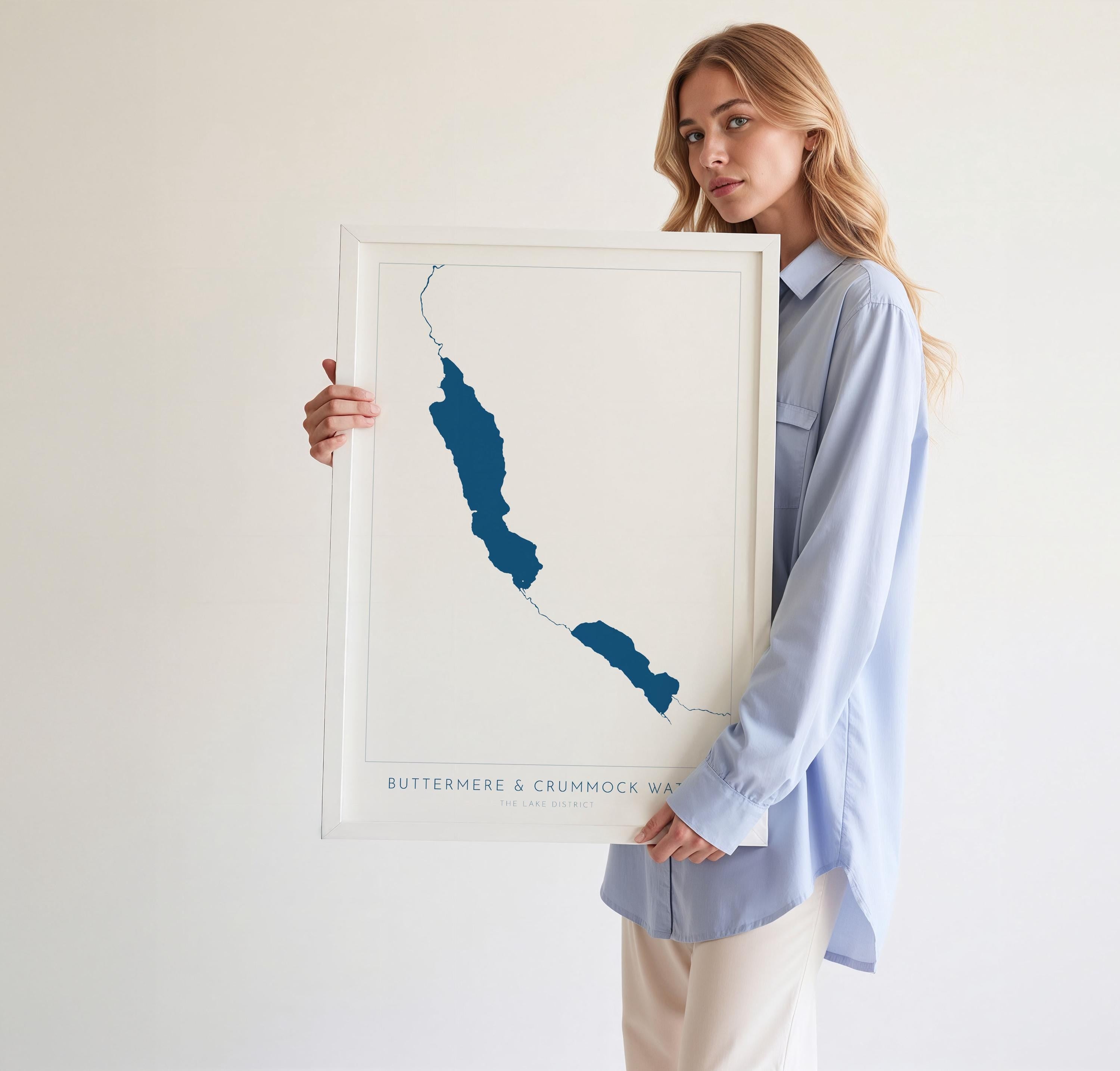 Buttermere Lake and Crummock Water Print, The Lake District Map, National Park Print, Travel Poster, Map Art, Cumbria Map, The Lakes