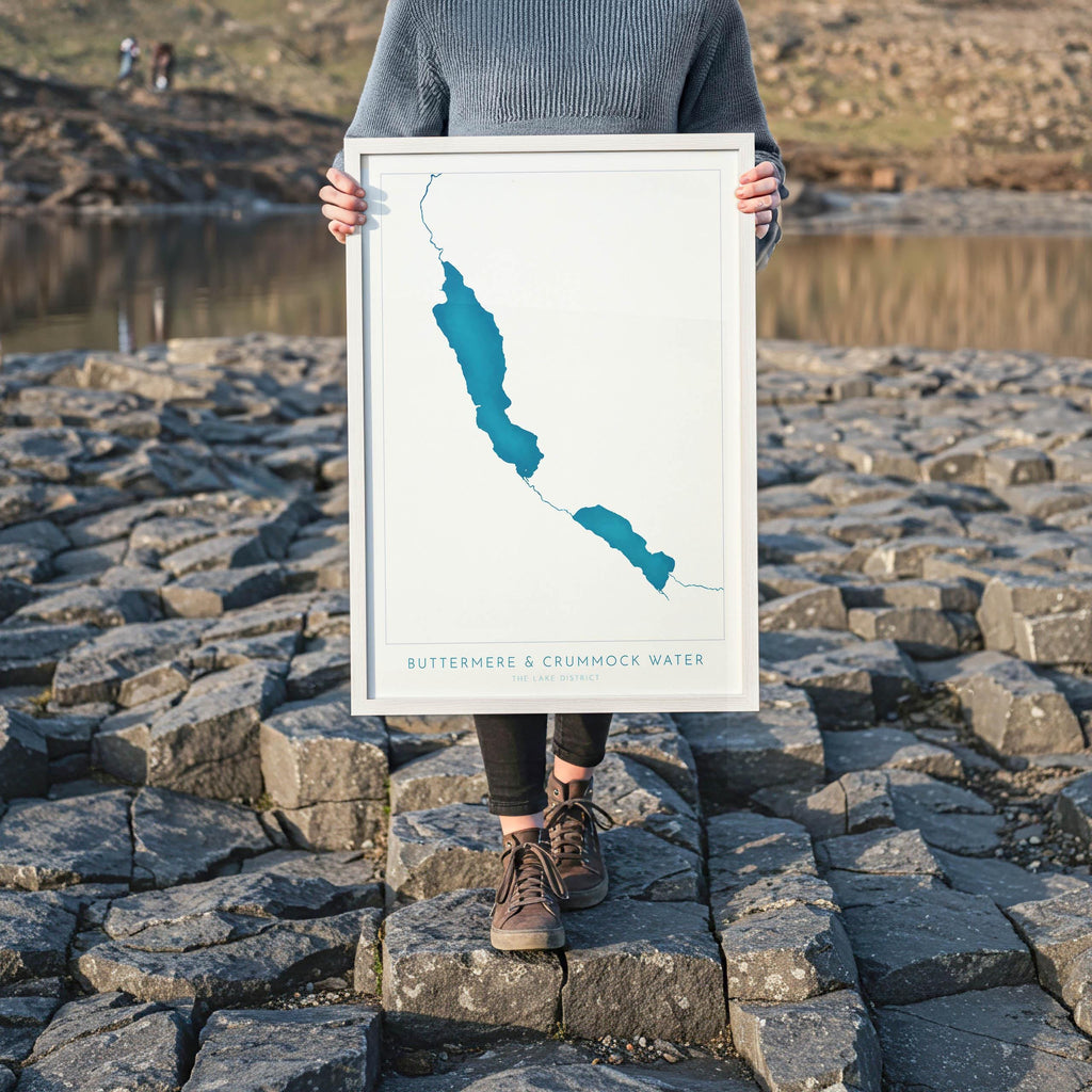 Buttermere Lake and Crummock Water Print, The Lake District Map, National Park Print, Travel Poster, Map Art, Cumbria Map, The Lakes