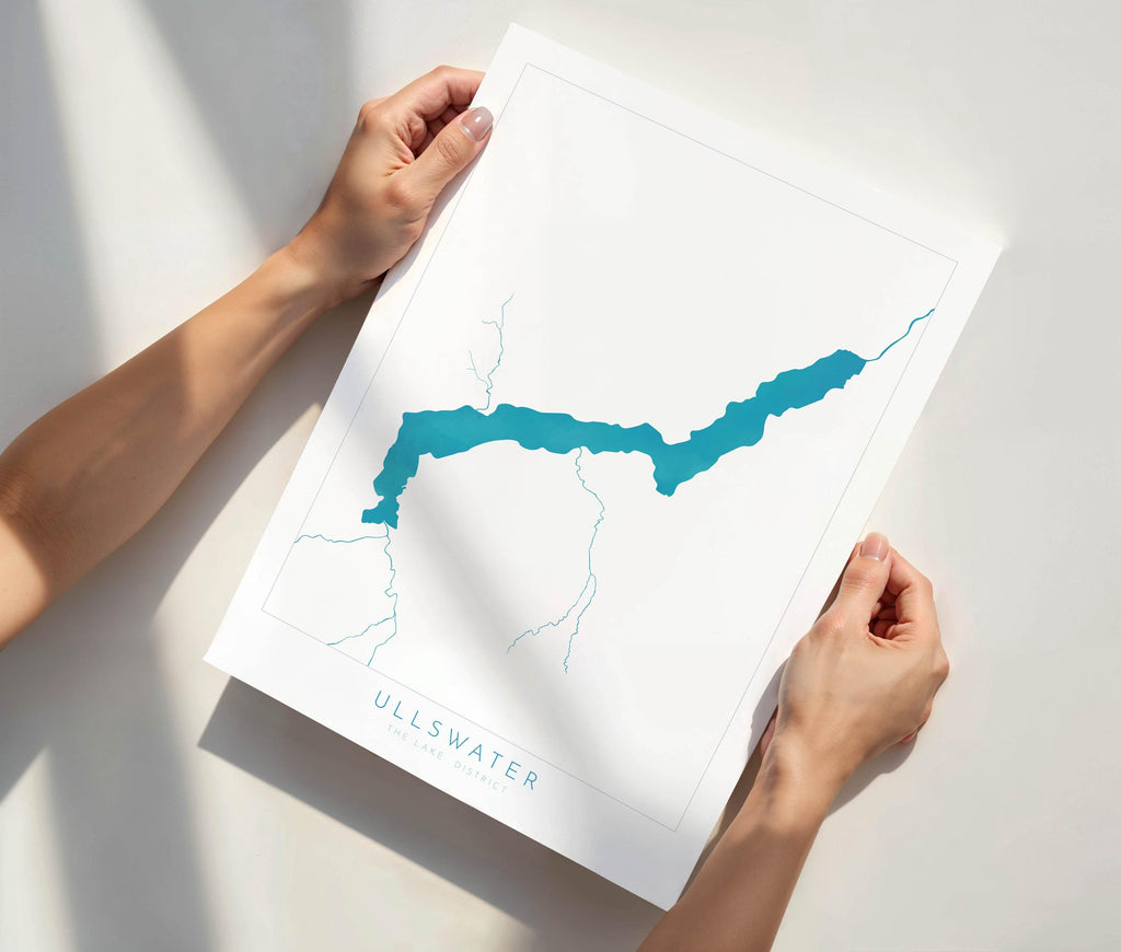 Ullswater Print, The Lake District Map, National Park Print, Travel Poster, Map Art, Cumbria Location Art, The Lakes