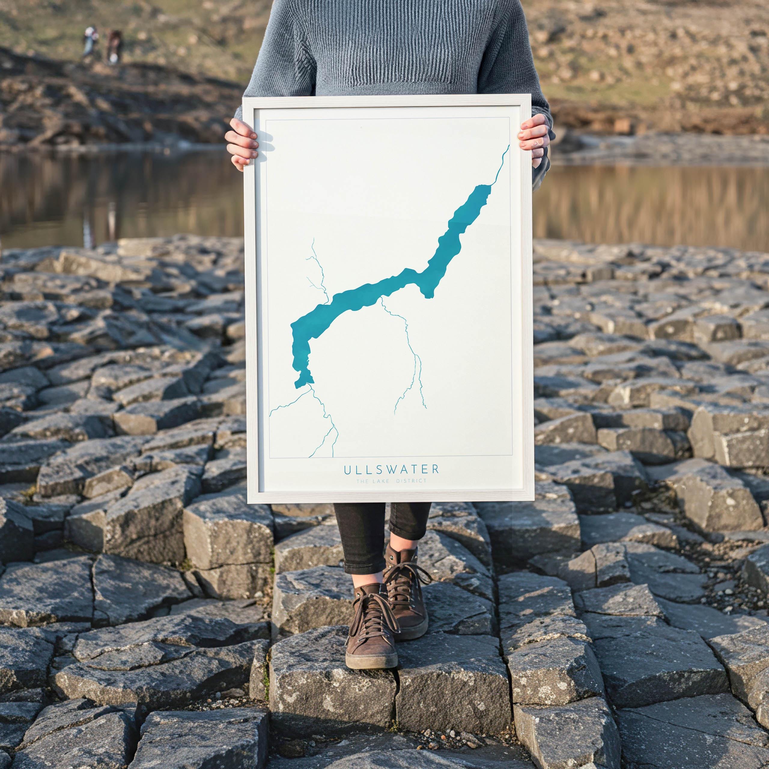 Ullswater Print, The Lake District Map, National Park Print, Travel Poster, Map Art, Cumbria Location Art, The Lakes