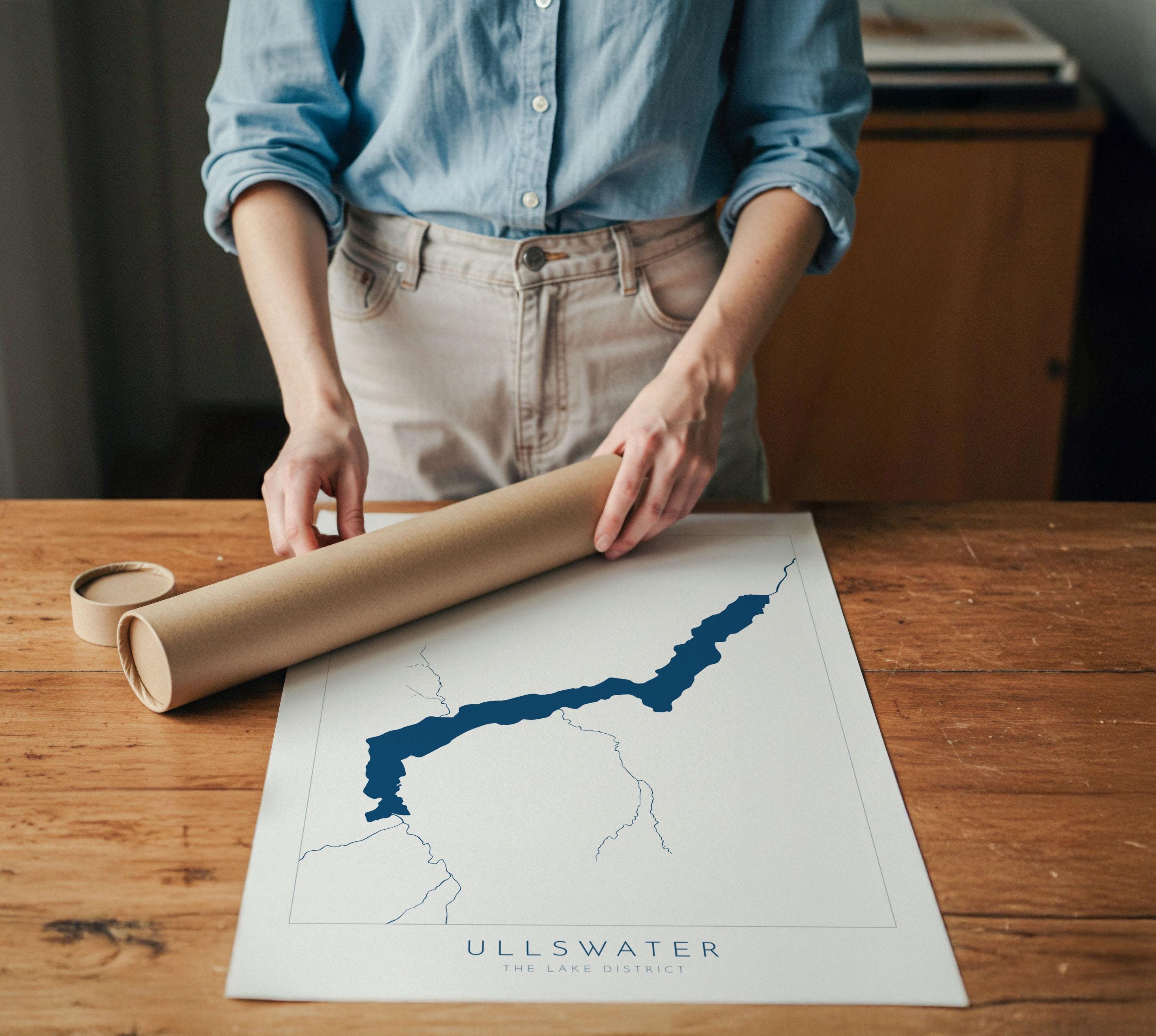 Ullswater Print, The Lake District Map, National Park Print, Travel Poster, Map Art, Cumbria Location Art, The Lakes