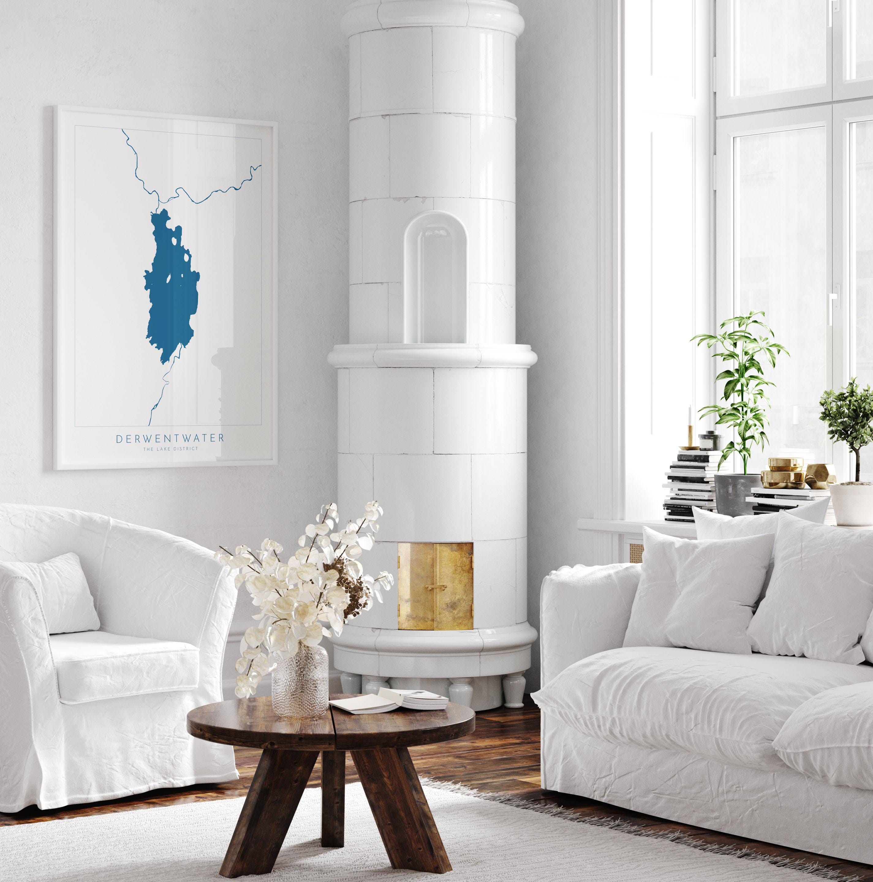 Derwentwater Print, Derwent Water, The Lake District Map, National Park Print, Travel Poster, Map Art, Cumbria, The Lakes