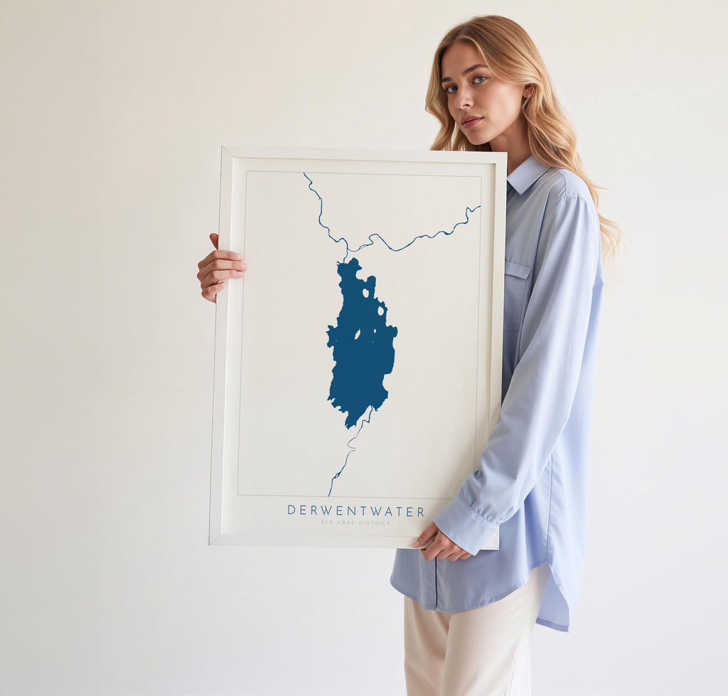 Derwentwater Print, Derwent Water, The Lake District Map, National Park Print, Travel Poster, Map Art, Cumbria, The Lakes