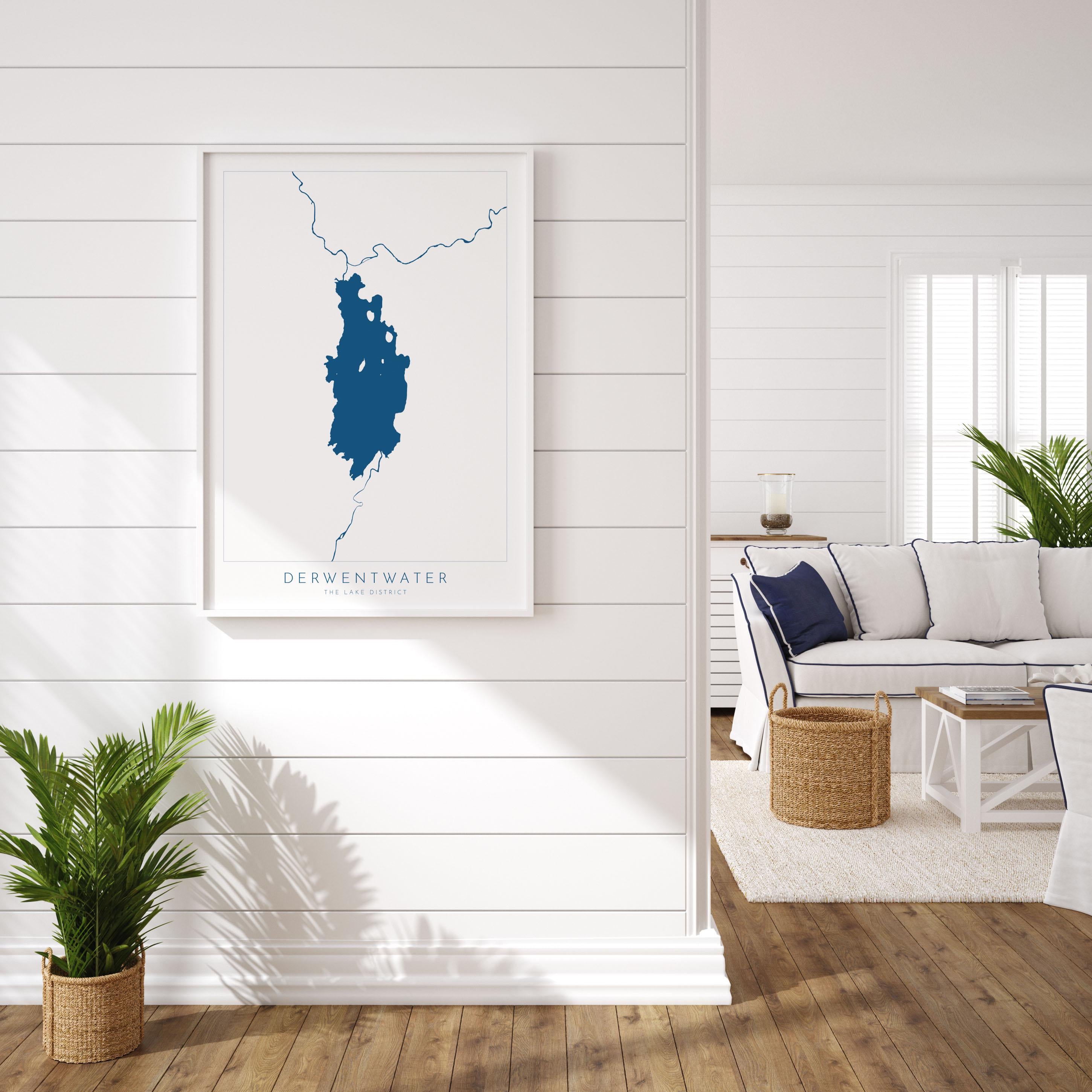 Derwentwater Print, Derwent Water, The Lake District Map, National Park Print, Travel Poster, Map Art, Cumbria, The Lakes