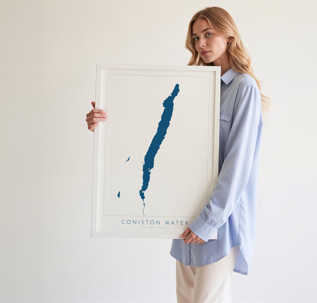 Coniston Water Print, The Lake District Map, National Park Print, Travel Poster, Map Art, Cumbria Location Art, The Lakes