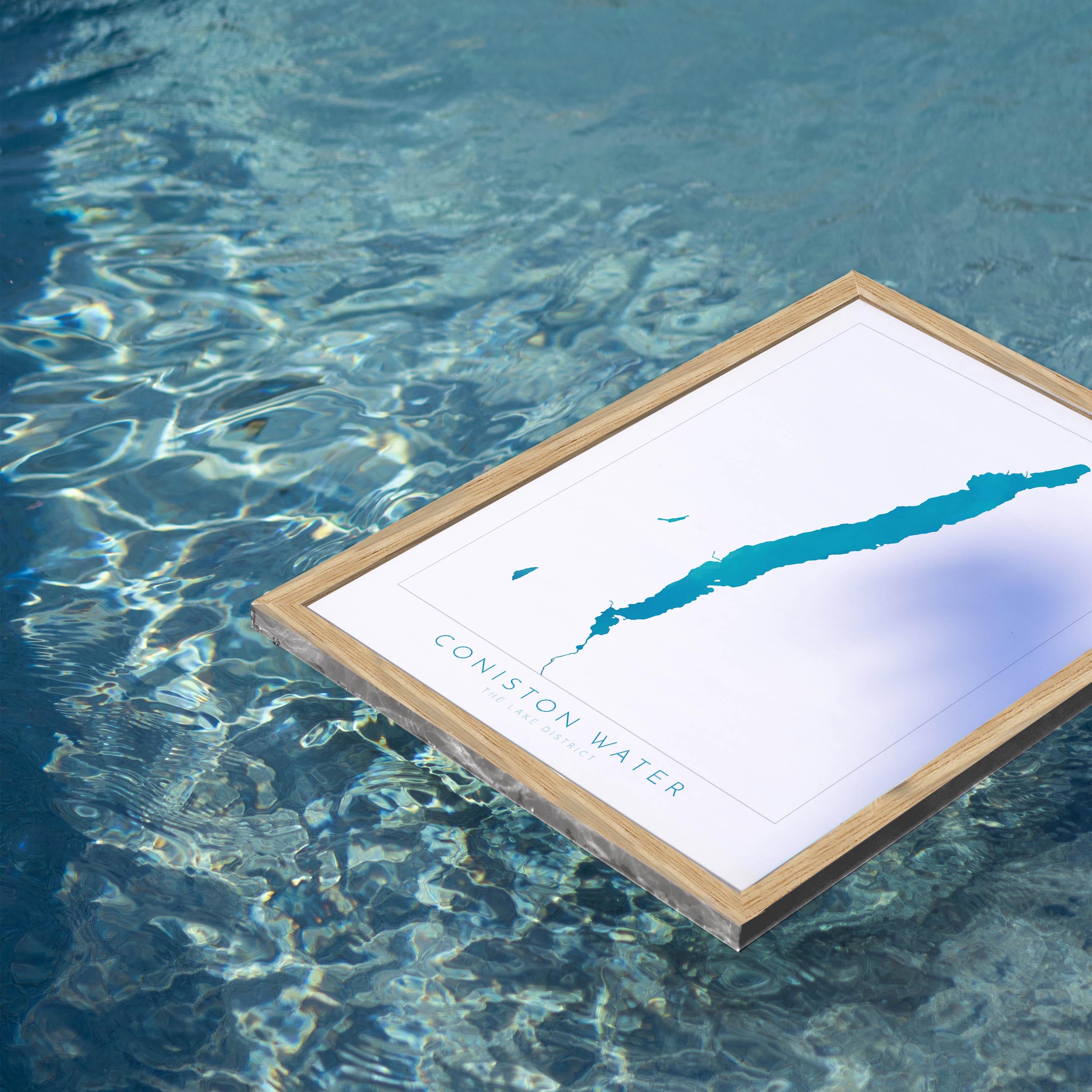 Coniston Water Print, The Lake District Map, National Park Print, Travel Poster, Map Art, Cumbria Location Art, The Lakes