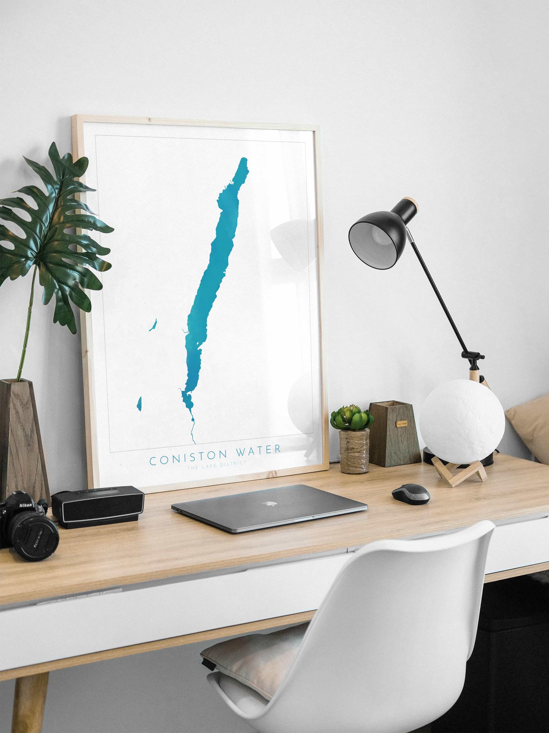 Coniston Water Print, The Lake District Map, National Park Print, Travel Poster, Map Art, Cumbria Location Art, The Lakes