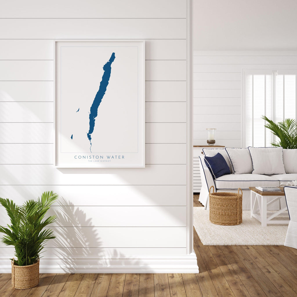 Coniston Water Print, The Lake District Map, National Park Print, Travel Poster, Map Art, Cumbria Location Art, The Lakes