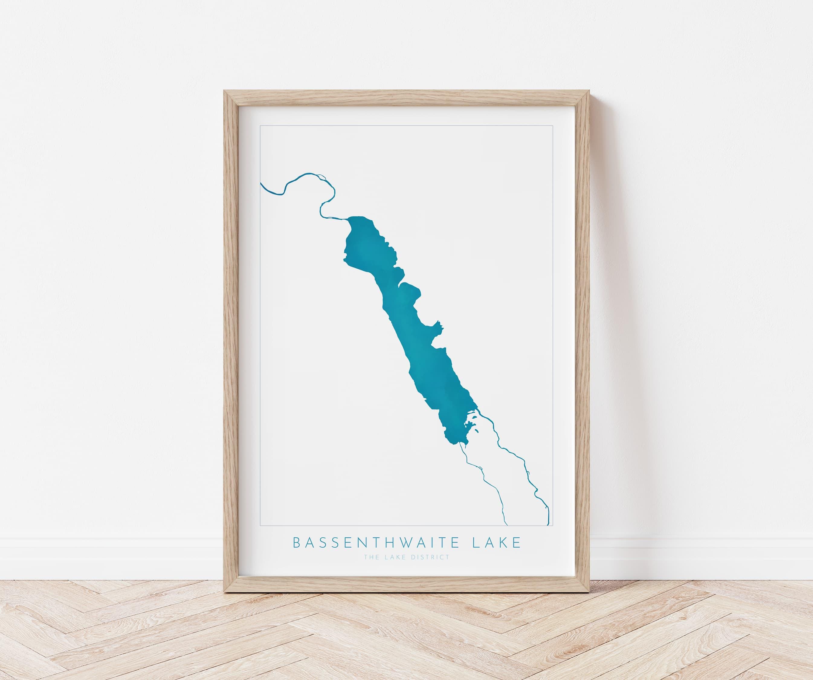 Bassenthwaite Lake Print, The Lake District Map, National Park Print, Travel Poster, Map Art, Cumbria, The Lakes