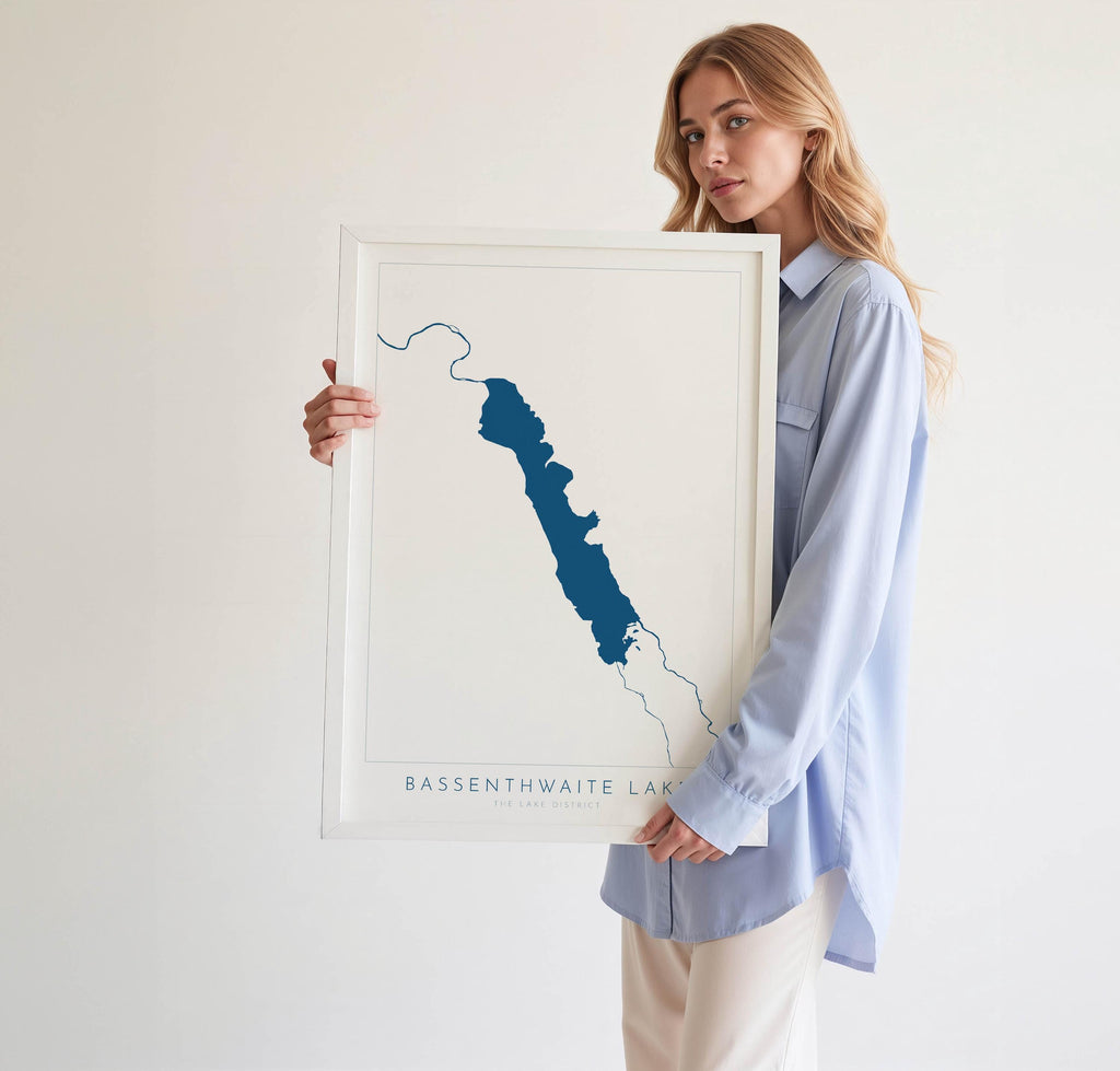 Bassenthwaite Lake Print, The Lake District Map, National Park Print, Travel Poster, Map Art, Cumbria, The Lakes