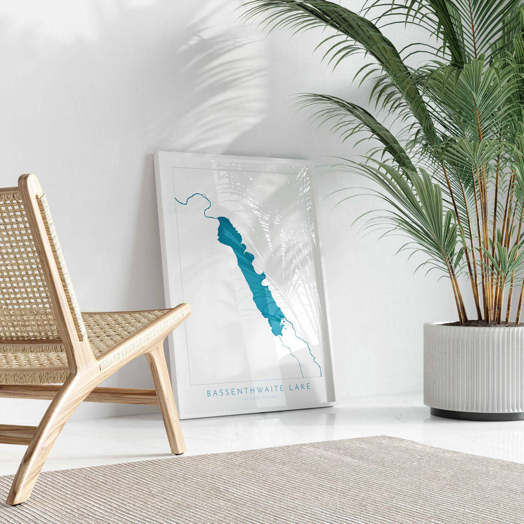 Bassenthwaite Lake Print, The Lake District Map, National Park Print, Travel Poster, Map Art, Cumbria, The Lakes