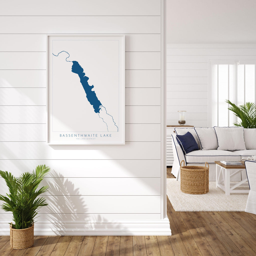 Bassenthwaite Lake Print, The Lake District Map, National Park Print, Travel Poster, Map Art, Cumbria, The Lakes