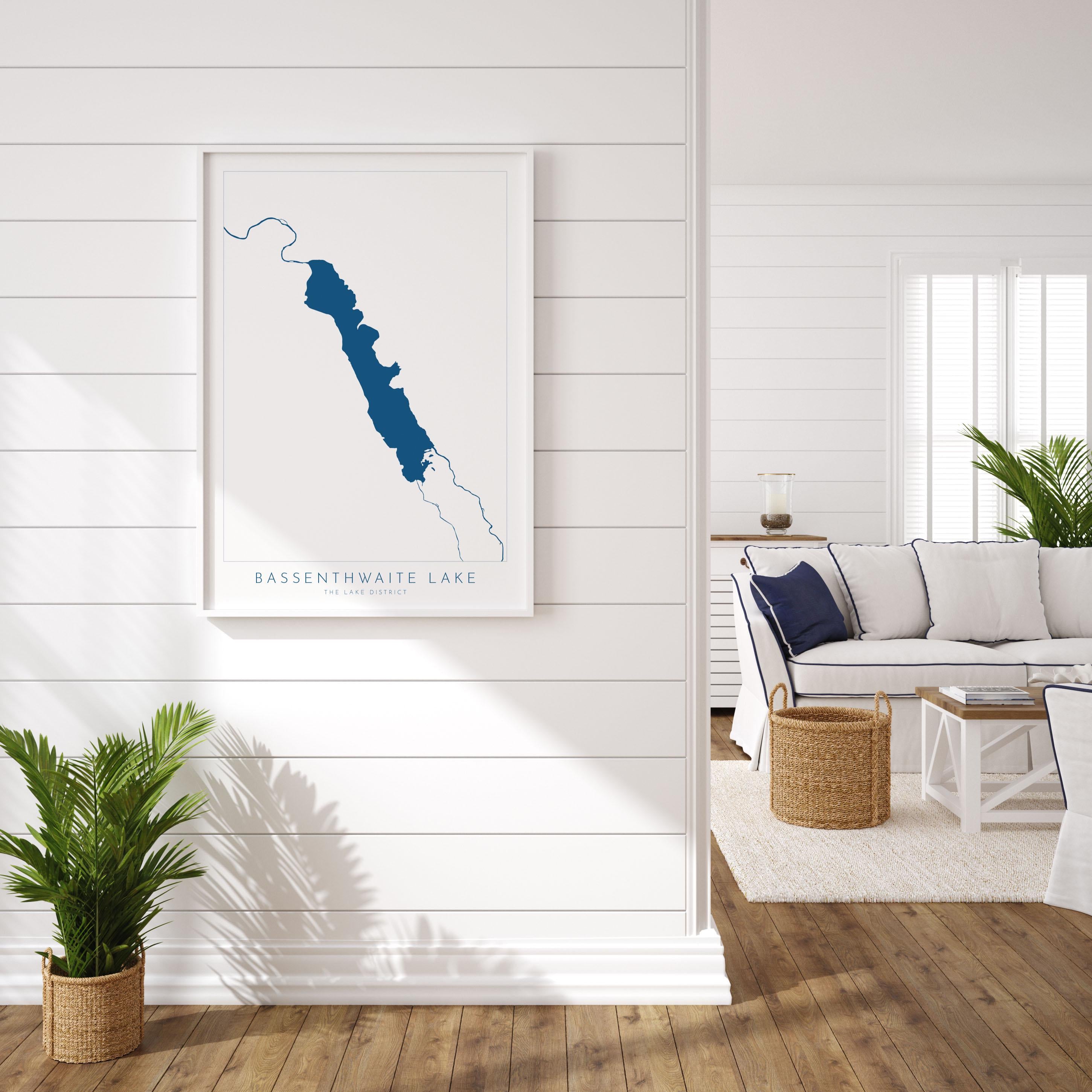 Bassenthwaite Lake Print, The Lake District Map, National Park Print, Travel Poster, Map Art, Cumbria, The Lakes