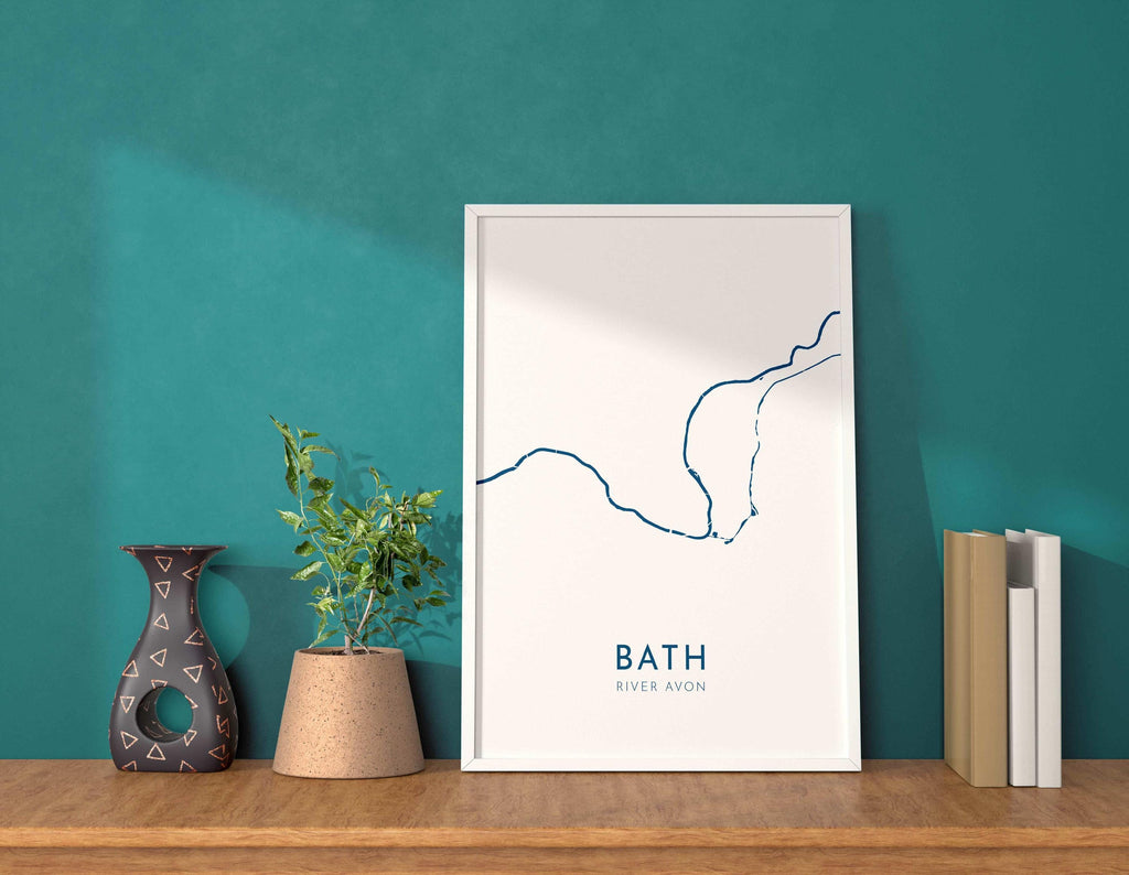 Bath Map Art - Bath River Avon Map Art, Bath UK Map Art, Bath Travel Print, River Avon Map, UK City Map Art, Somerset Art Print