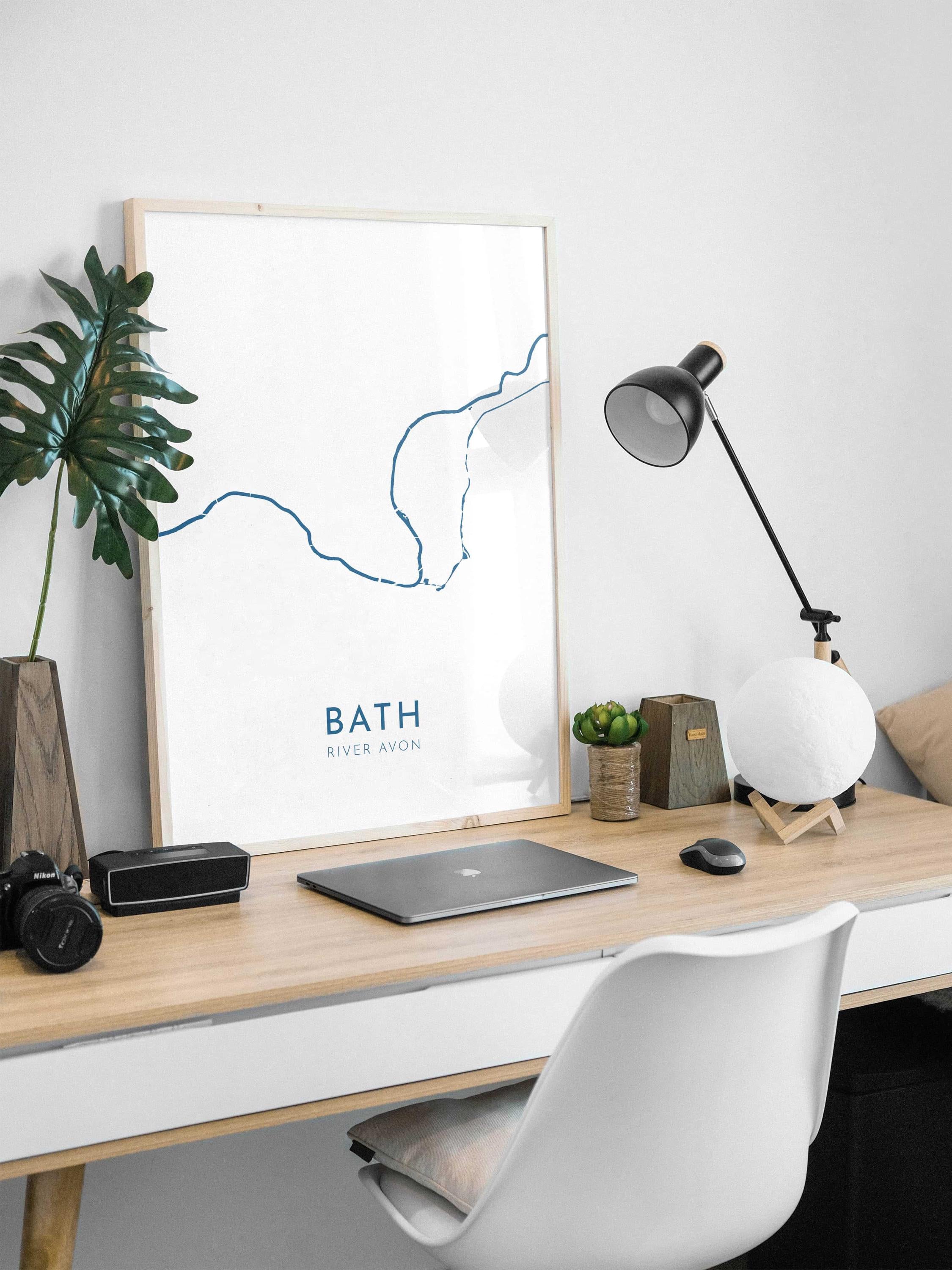 Bath Map Art - Bath River Avon Map Art, Bath UK Map Art, Bath Travel Print, River Avon Map, UK City Map Art, Somerset Art Print