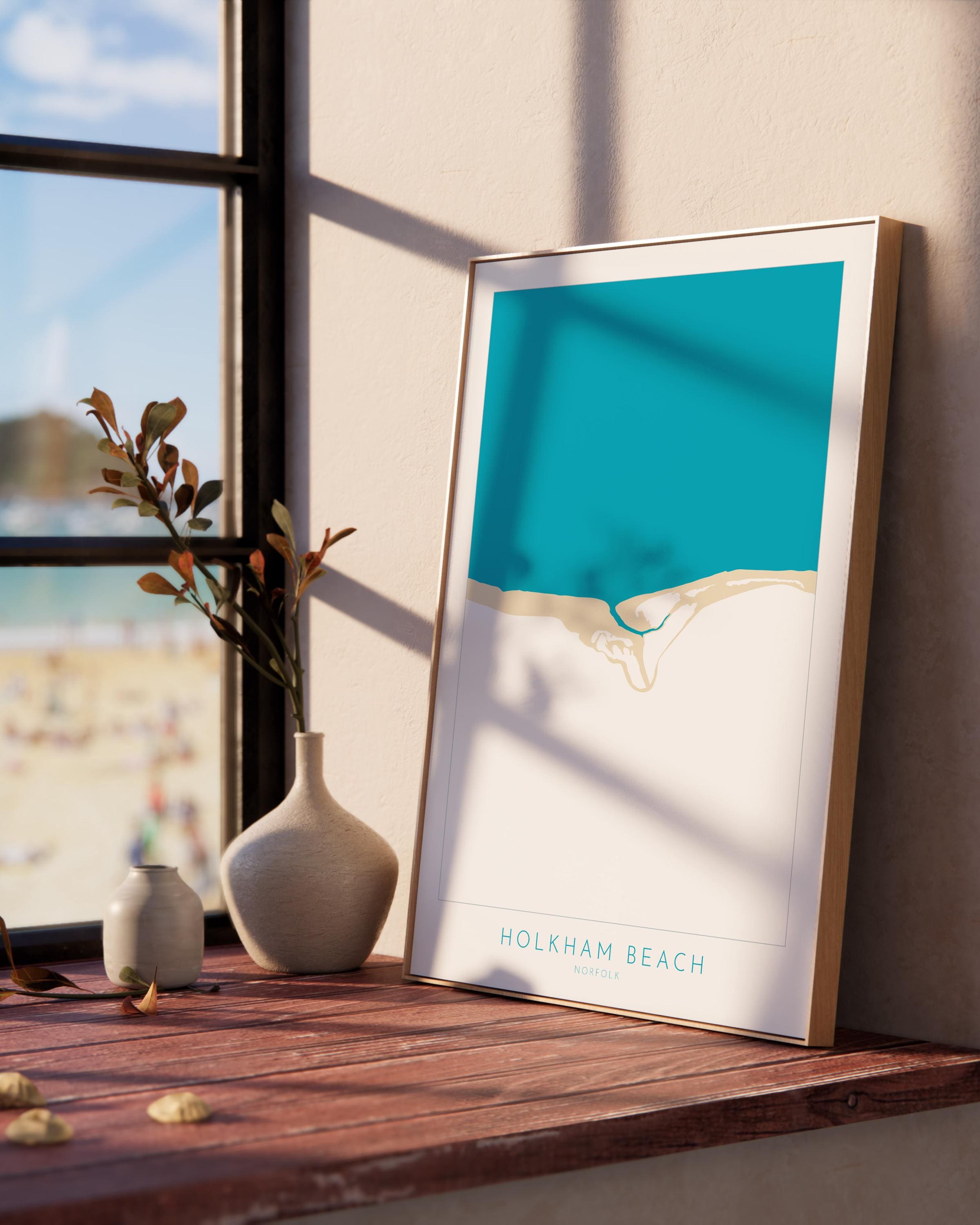 Holkham Map Art - Norfolk Map, Holkham Beach, North Norfolk Coast, Norfolk Beach, Norfolk Travel Poster