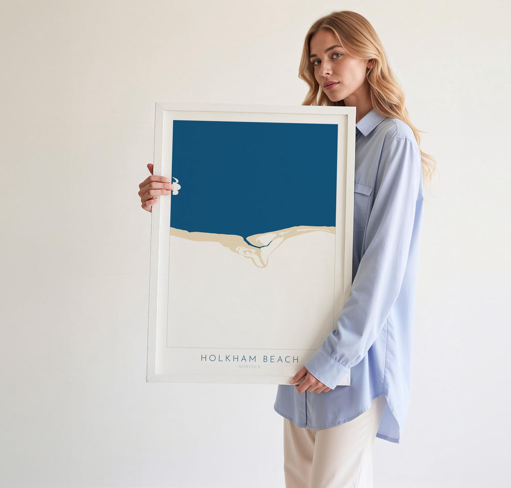 Holkham Map Art - Norfolk Map, Holkham Beach, North Norfolk Coast, Norfolk Beach, Norfolk Travel Poster