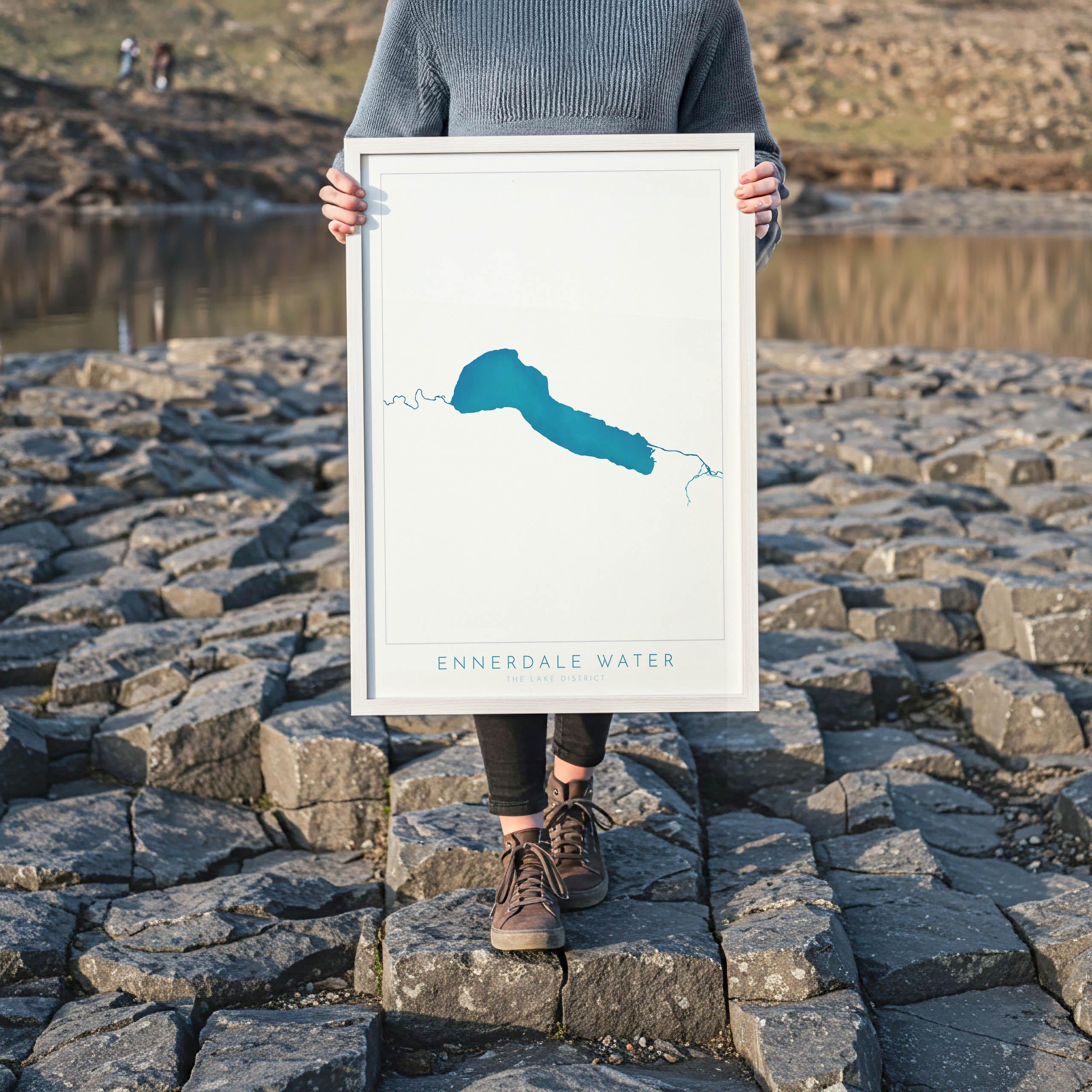 Ennerdale Water Print, The Lake District Map, National Park Print, Travel Poster, Map Art, Cumbria, The Lakes