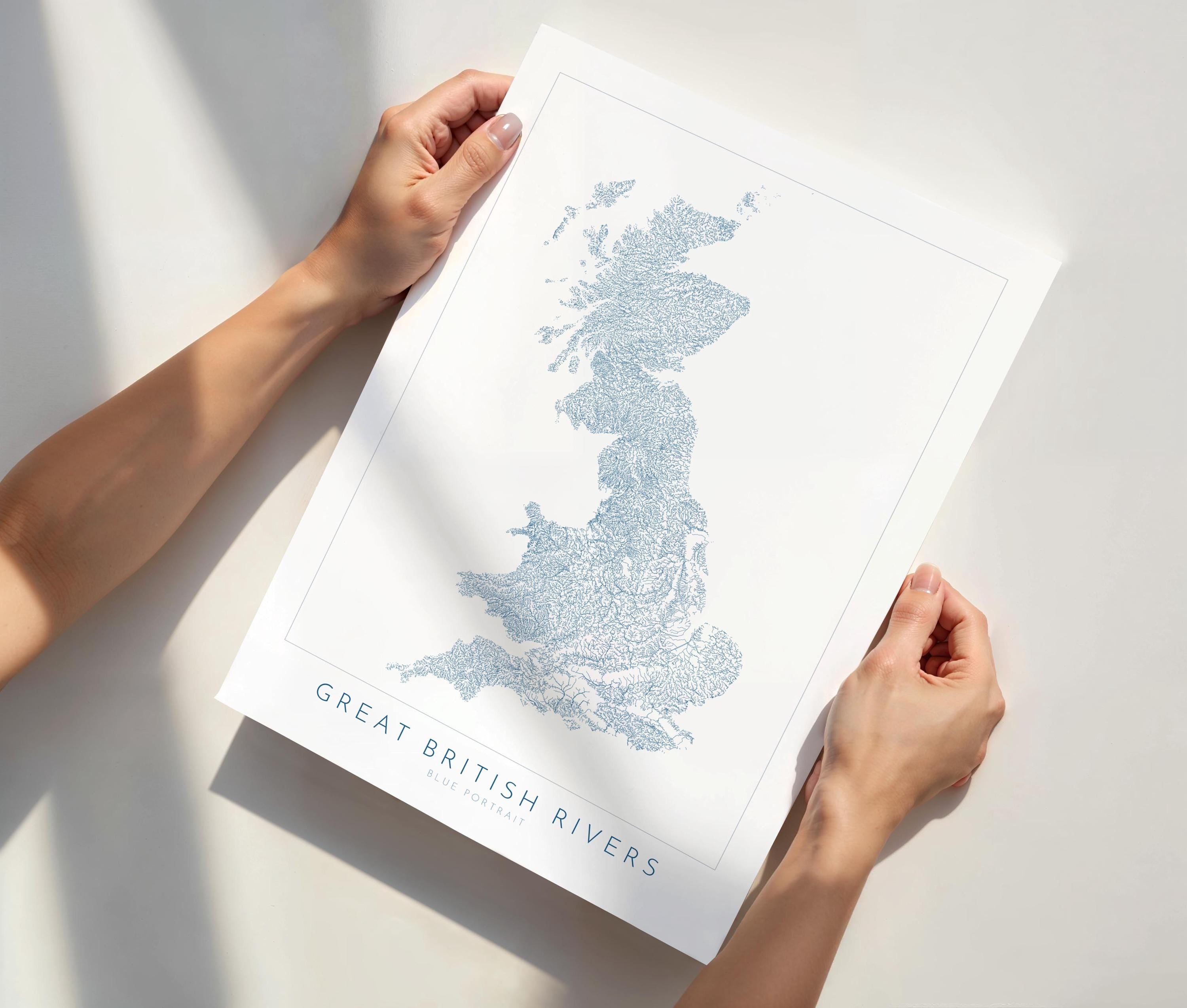 Great British Rivers Art - UK Rivers Map, Great Britain Rivers Map, United Kingdom Map, River Art