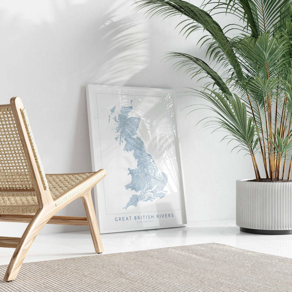 Great British Rivers Art - UK Rivers Map, Great Britain Rivers Map, United Kingdom Map, River Art