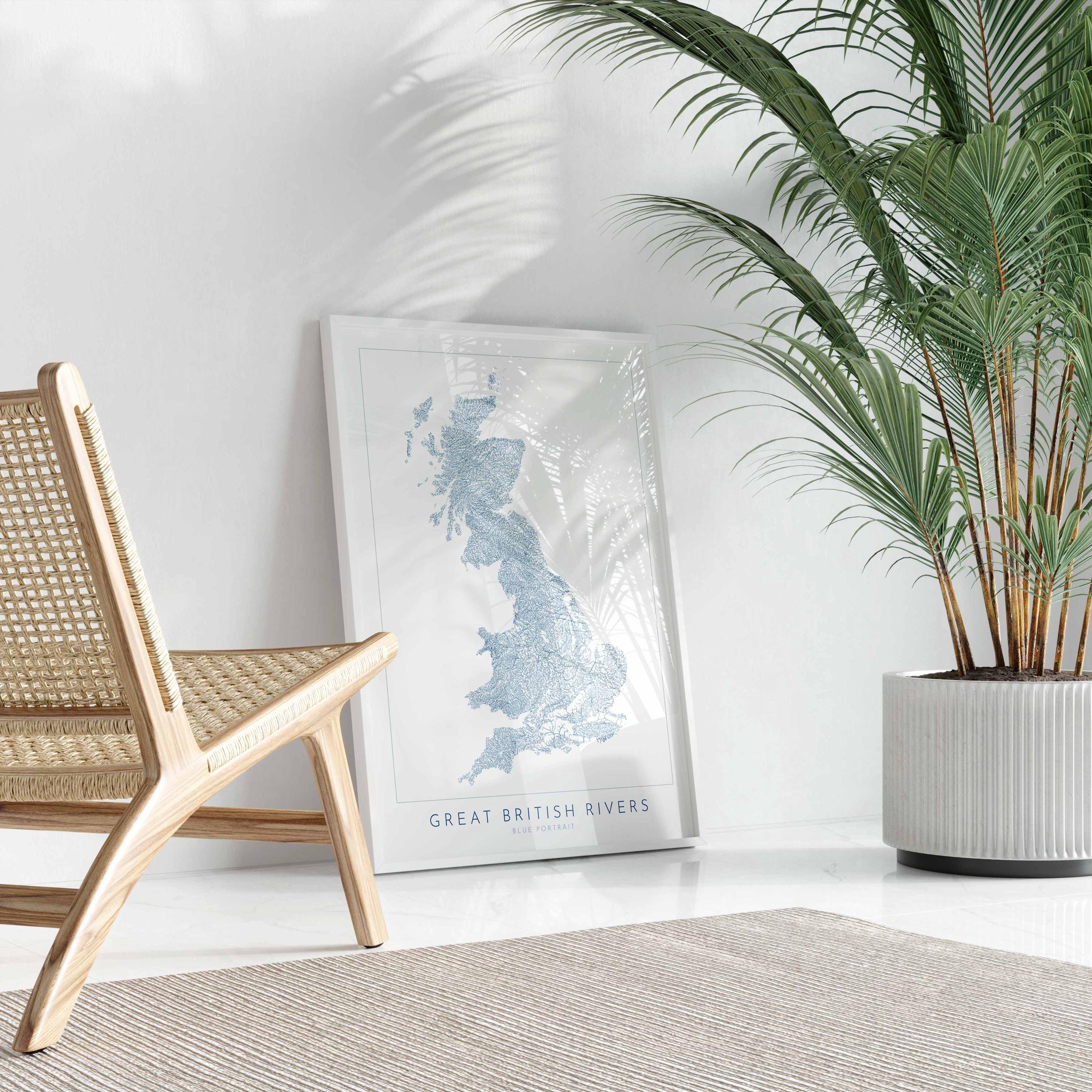 Great British Rivers Art - UK Rivers Map, Great Britain Rivers Map, United Kingdom Map, River Art