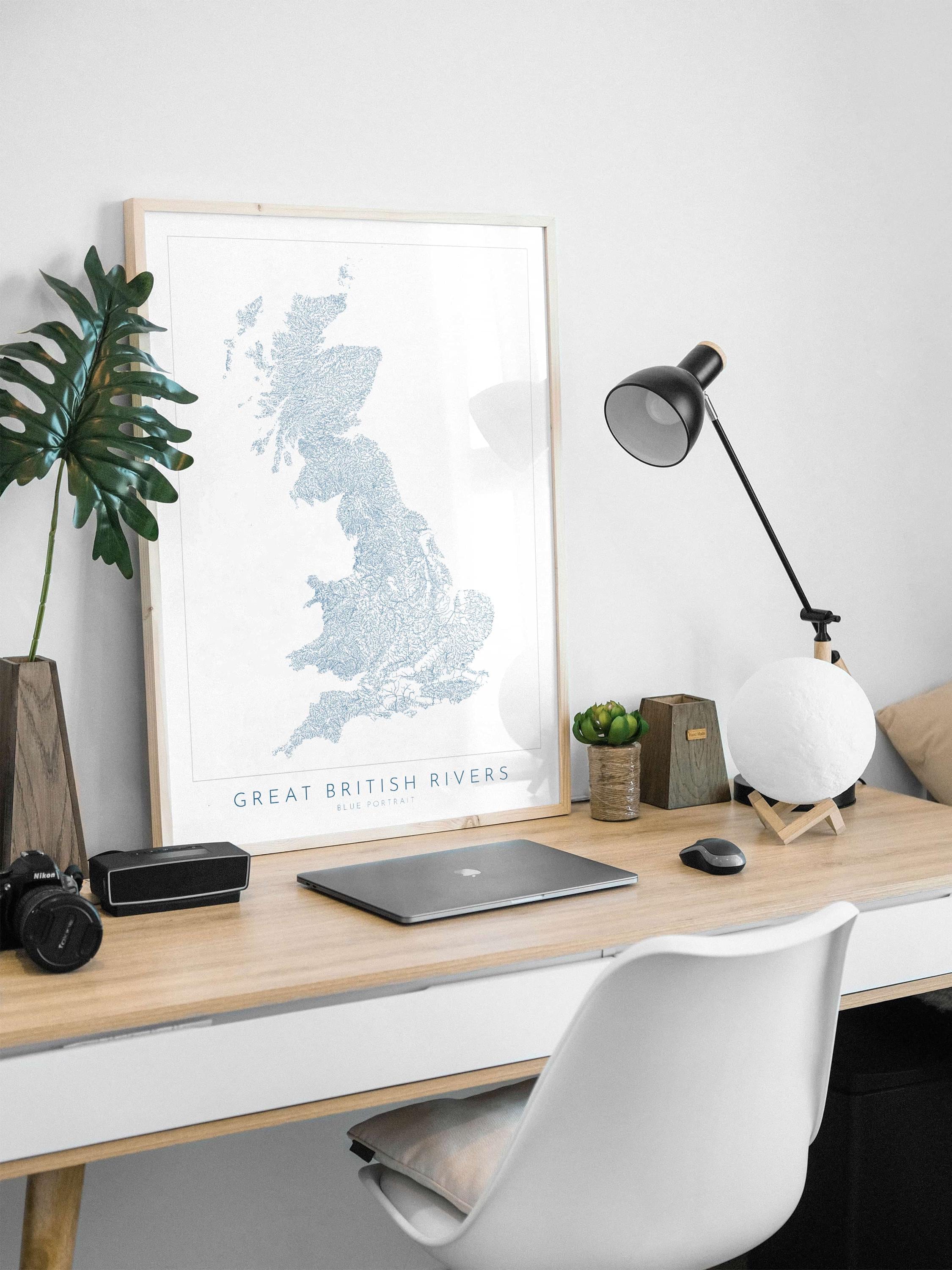 Great British Rivers Art - UK Rivers Map, Great Britain Rivers Map, United Kingdom Map, River Art