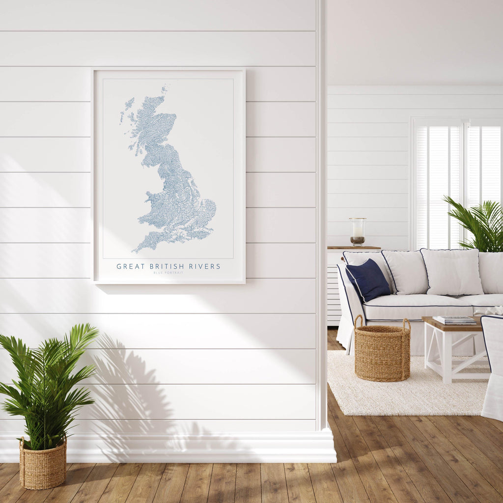 Great British Rivers Art - UK Rivers Map, Great Britain Rivers Map, United Kingdom Map, River Art