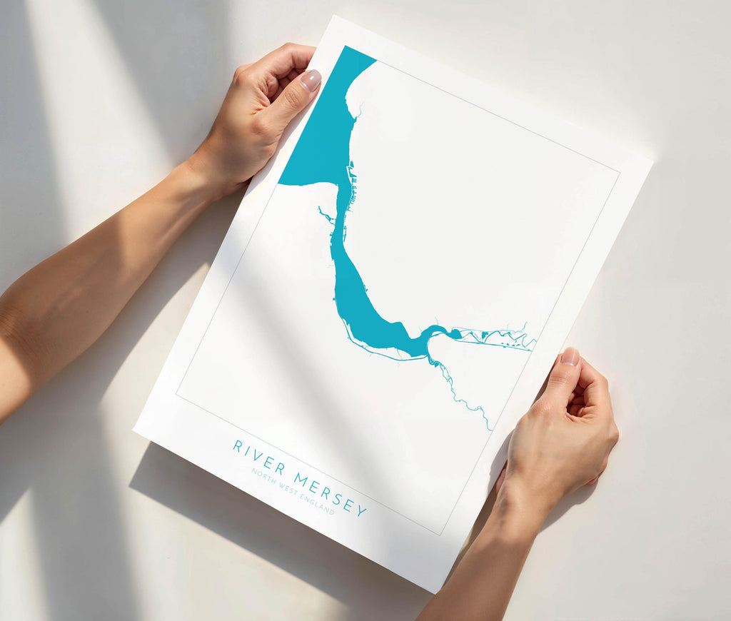 River Mersey Map Art - Liverpool Map, UK river Map, Merseyside Map Art, Art Print, Liverpool Art, The Wirral