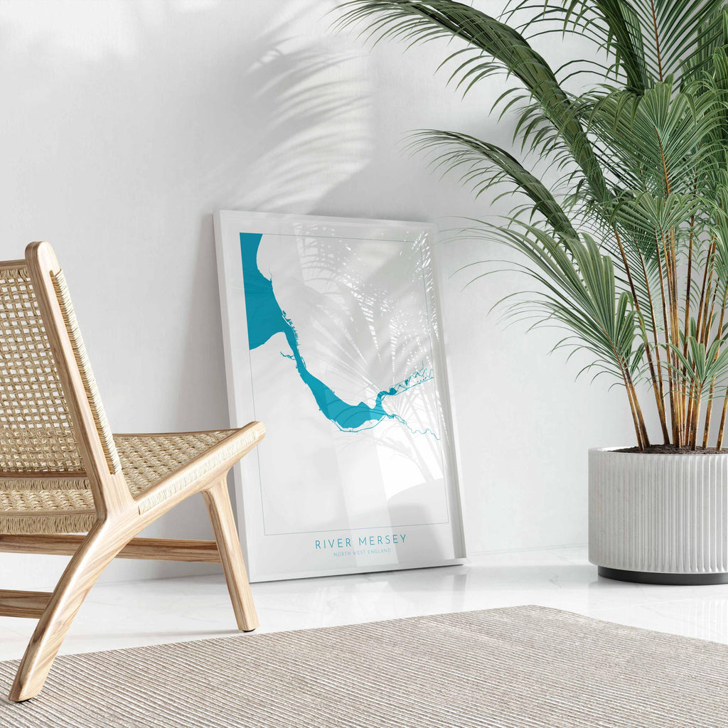 River Mersey Map Art - Liverpool Map, UK river Map, Merseyside Map Art, Art Print, Liverpool Art, The Wirral