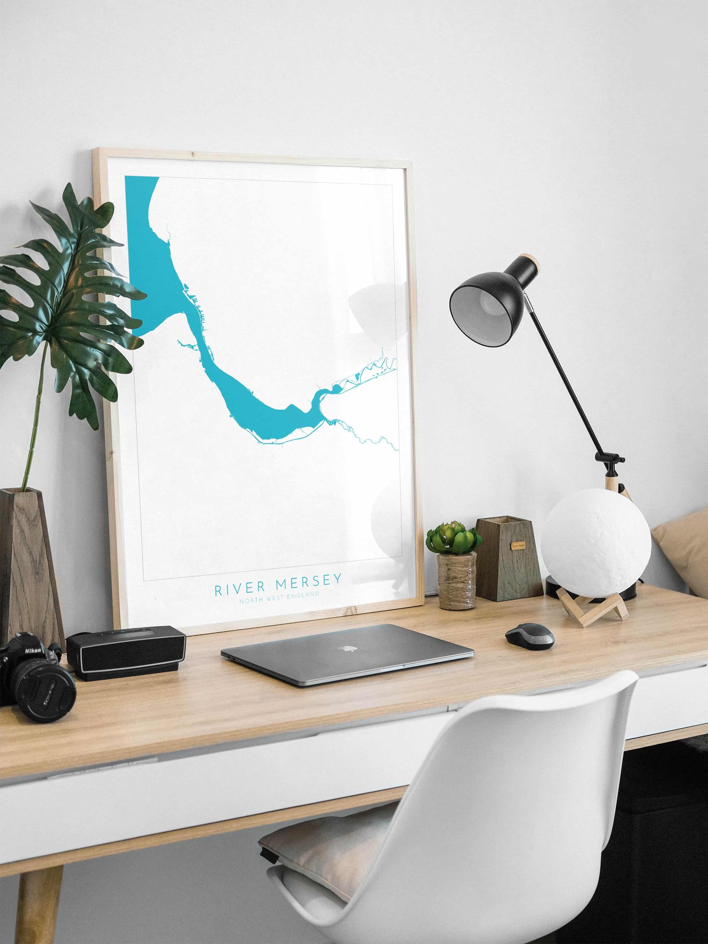 River Mersey Map Art - Liverpool Map, UK river Map, Merseyside Map Art, Art Print, Liverpool Art, The Wirral