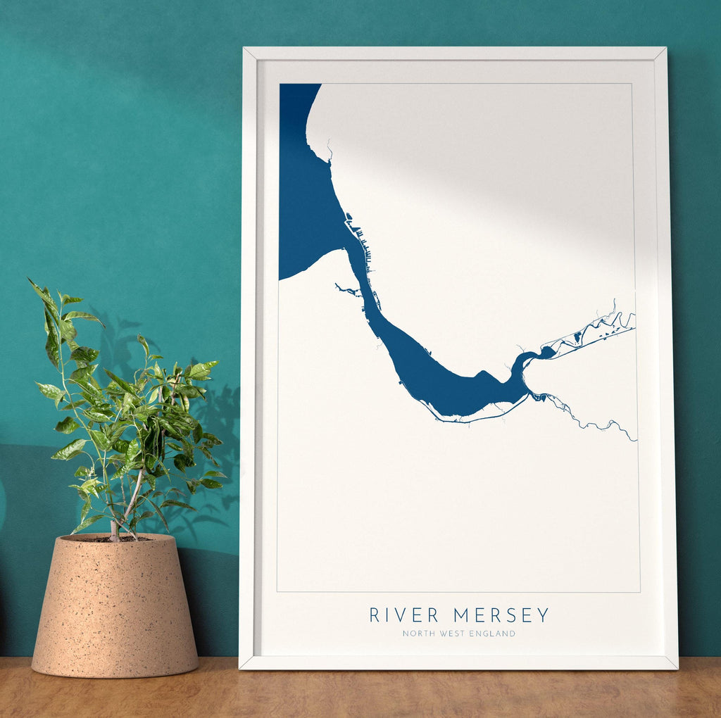 River Mersey Map Art - Liverpool Map, UK river Map, Merseyside Map Art, Art Print, Liverpool Art, The Wirral