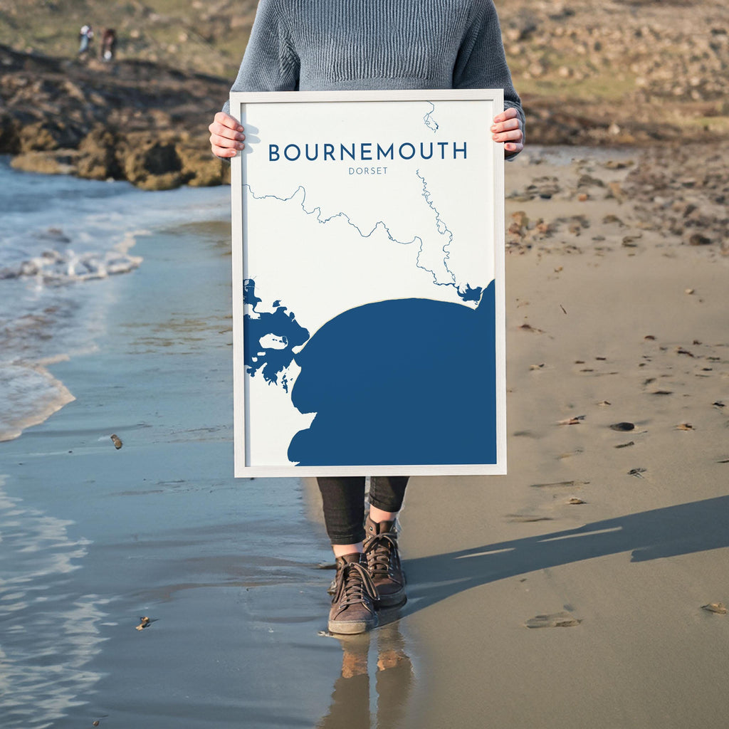 Bournemouth Map Art - Bournemouth Dorset Map Art, Bournemouth Beach Print, Poole Dorset Map, UK, Bournemouth Travel Print, Dorset Art Print