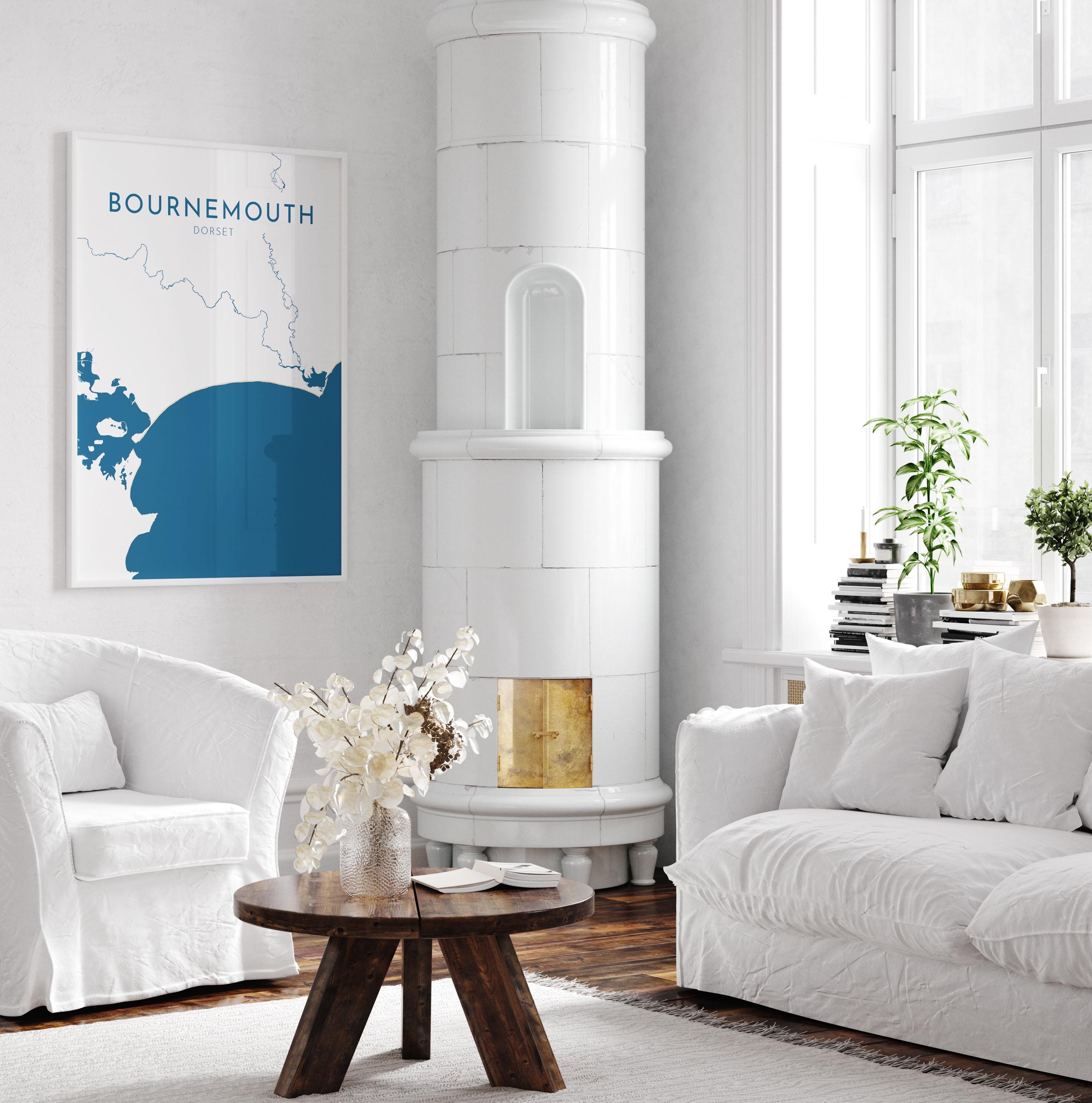 Bournemouth Map Art - Bournemouth Dorset Map Art, Bournemouth Beach Print, Poole Dorset Map, UK, Bournemouth Travel Print, Dorset Art Print