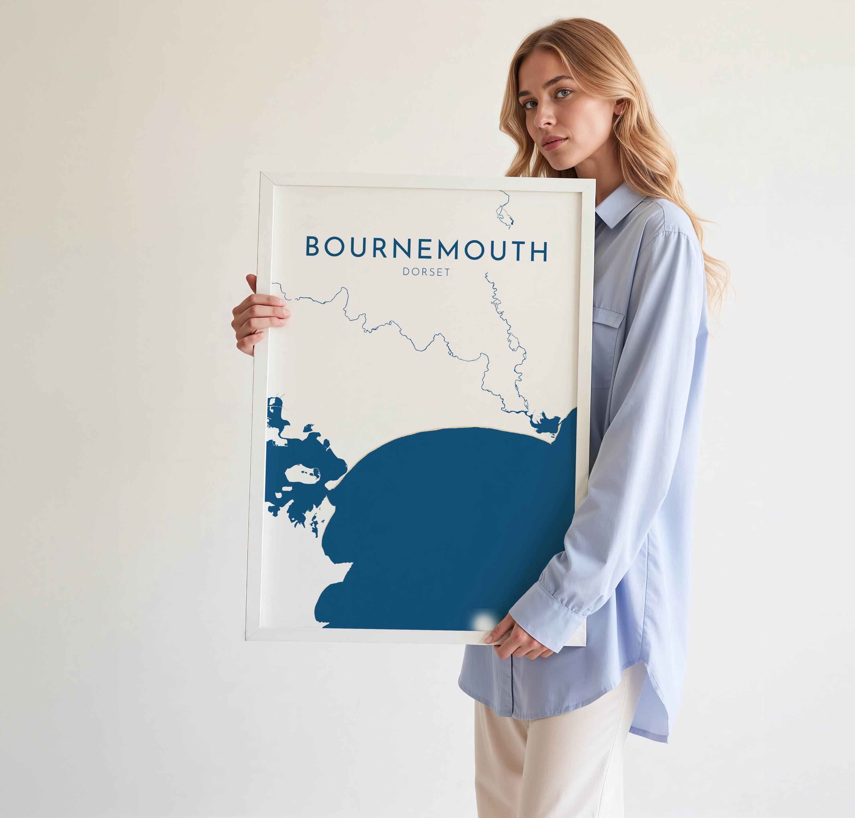 Bournemouth Map Art - Bournemouth Dorset Map Art, Bournemouth Beach Print, Poole Dorset Map, UK, Bournemouth Travel Print, Dorset Art Print