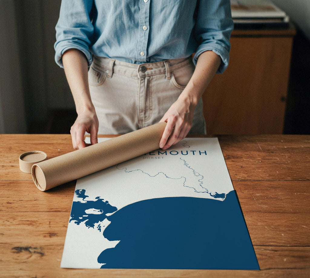 Bournemouth Map Art - Bournemouth Dorset Map Art, Bournemouth Beach Print, Poole Dorset Map, UK, Bournemouth Travel Print, Dorset Art Print