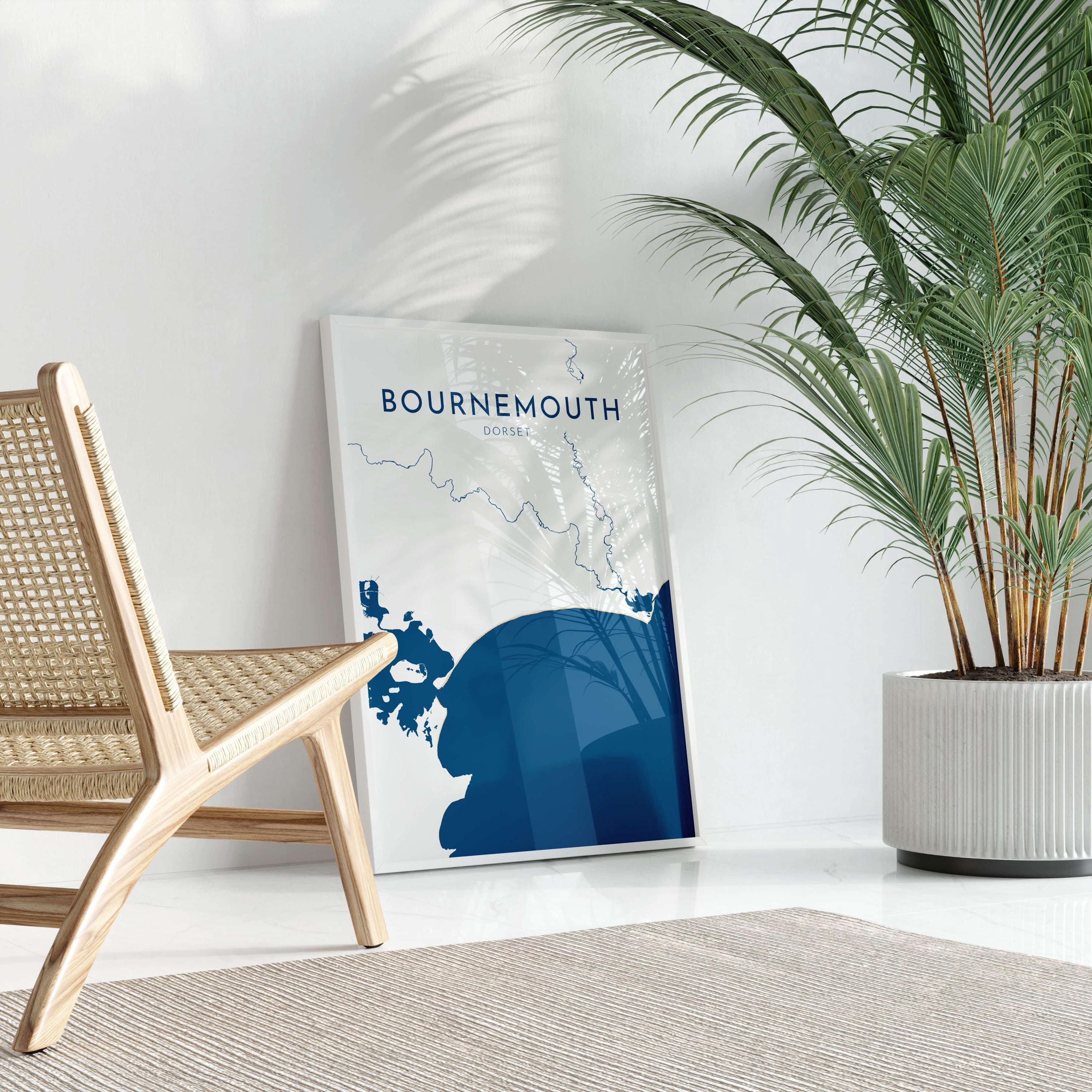 Bournemouth Map Art - Bournemouth Dorset Map Art, Bournemouth Beach Print, Poole Dorset Map, UK, Bournemouth Travel Print, Dorset Art Print