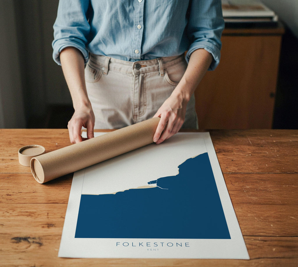 Folkestone Map Print - Folkestone Art Poster, Kent Map Art, Folkestone Travel Poster, Kent Coast, A1, A2, A3, A4, Folkestone Beach Art, UK