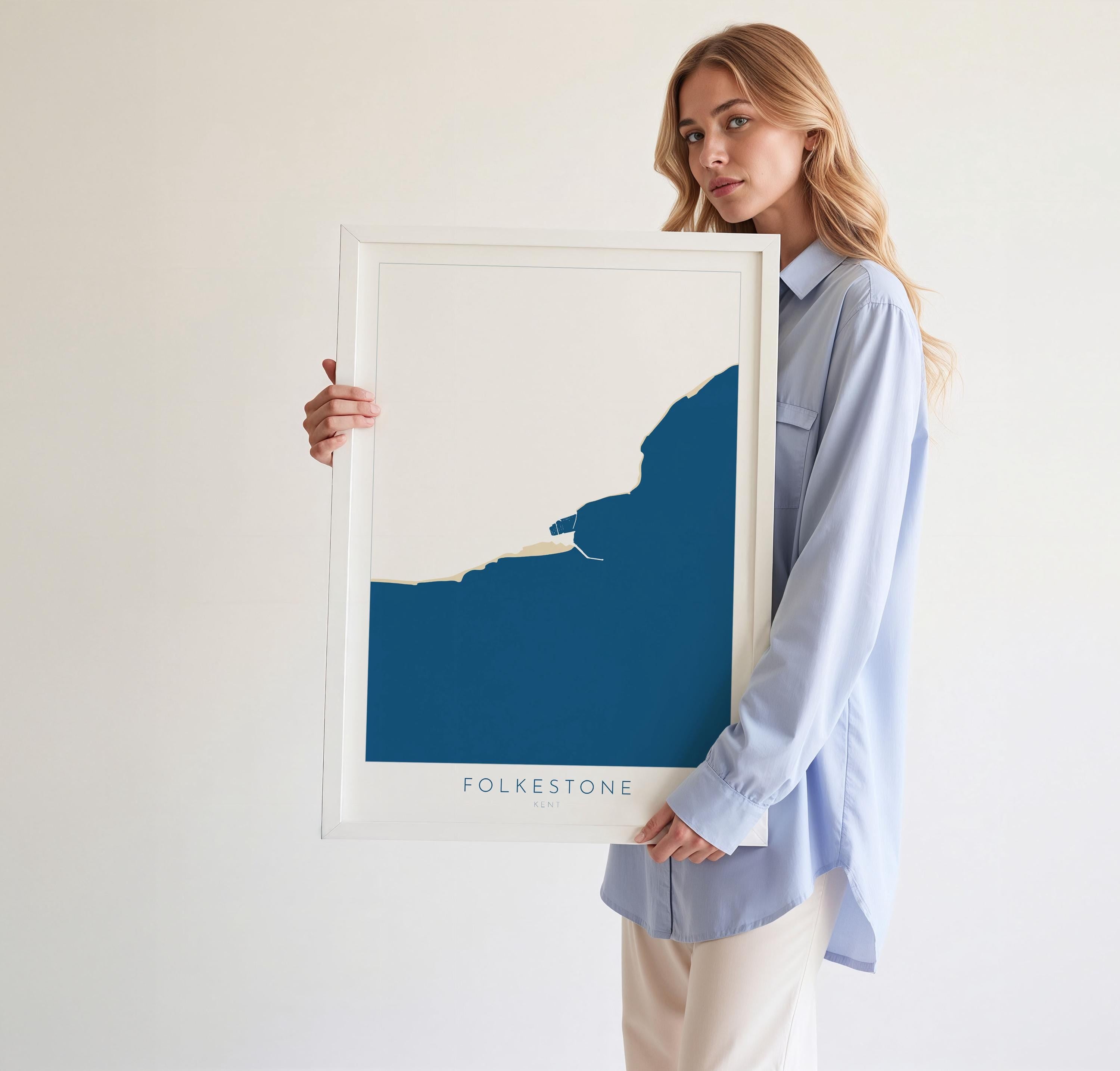 Folkestone Map Print - Folkestone Art Poster, Kent Map Art, Folkestone Travel Poster, Kent Coast, A1, A2, A3, A4, Folkestone Beach Art, UK