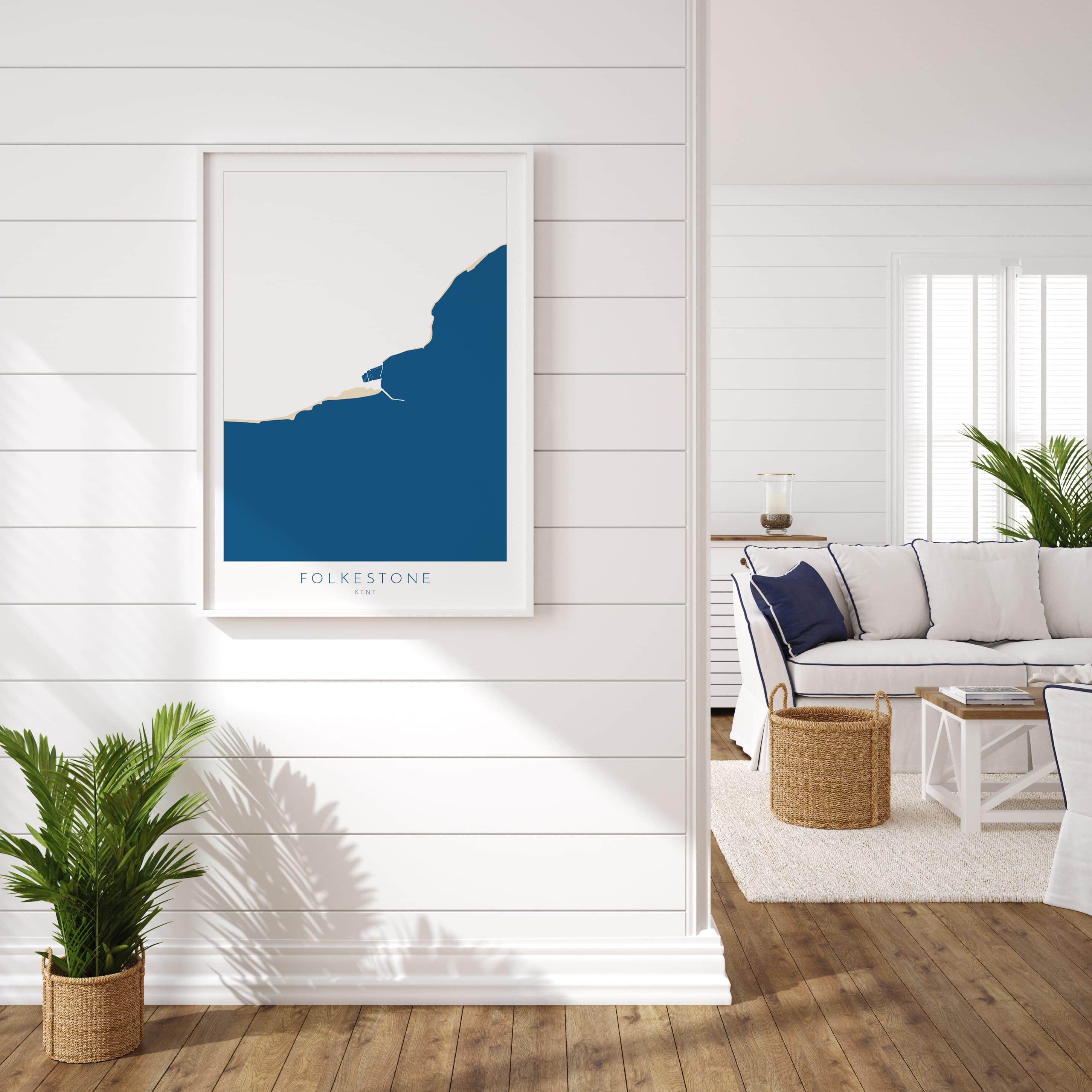 Folkestone Map Print - Folkestone Art Poster, Kent Map Art, Folkestone Travel Poster, Kent Coast, A1, A2, A3, A4, Folkestone Beach Art, UK