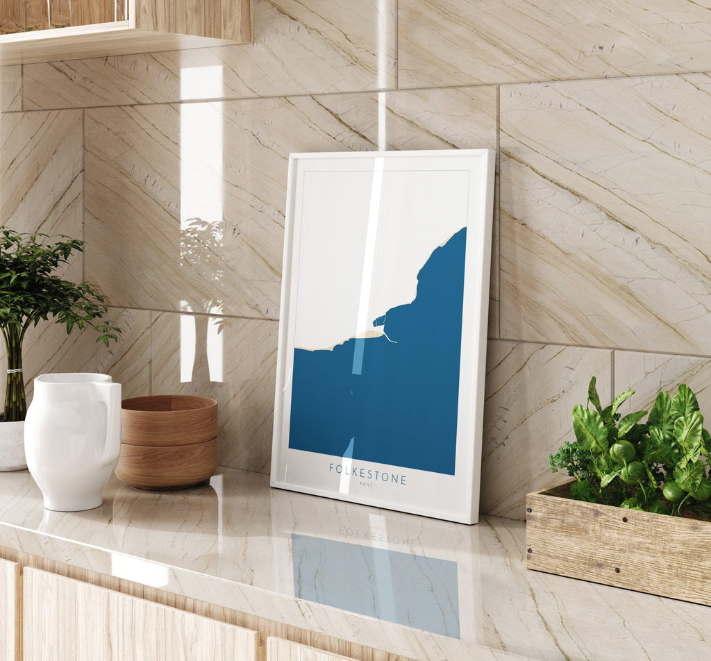 Folkestone Map Print - Folkestone Art Poster, Kent Map Art, Folkestone Travel Poster, Kent Coast, A1, A2, A3, A4, Folkestone Beach Art, UK