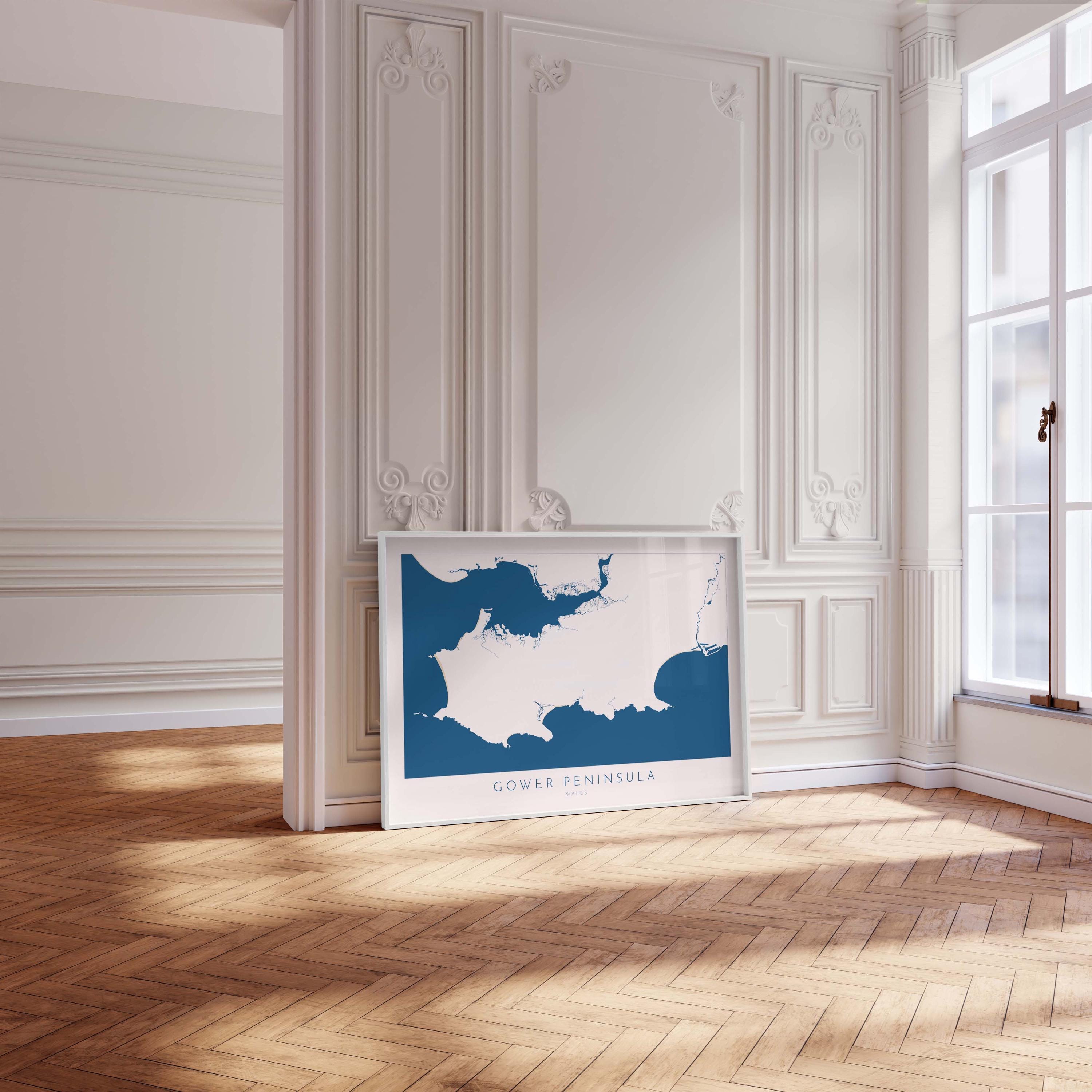 Gower Map Art - Wales Map, Gower Art Print, Mumbles Wall Art, Gower Peninsula Print, UK Coast Map, Wales Art, Welsh Gift, Rhossli Print