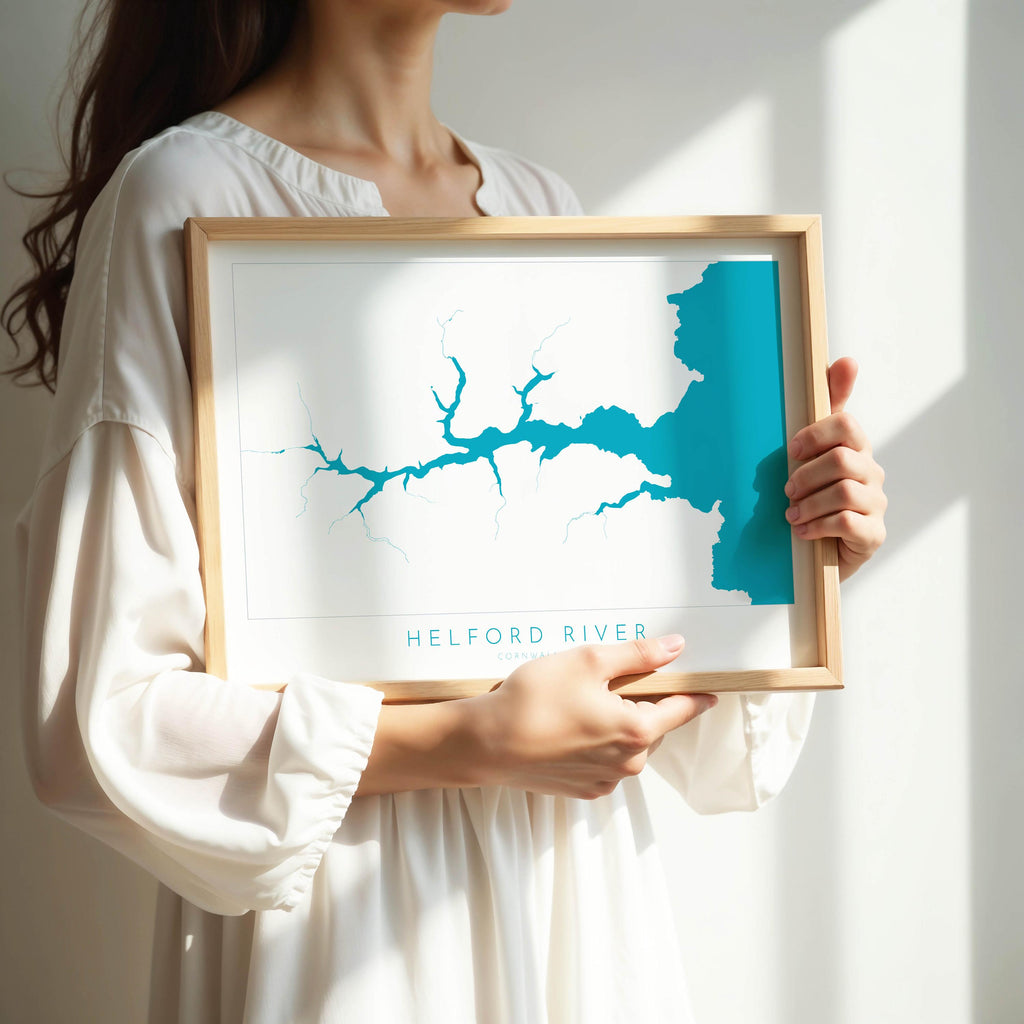 Helford River Map Art Print - Cornwall Map, Helford Travel Poster, Cornwall Poster, Lizard Peninsula Map, Cornish Coast Print, Cornwall Gift