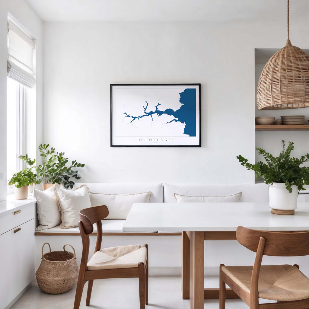 Helford River Map Art Print - Cornwall Map, Helford Travel Poster, Cornwall Poster, Lizard Peninsula Map, Cornish Coast Print, Cornwall Gift